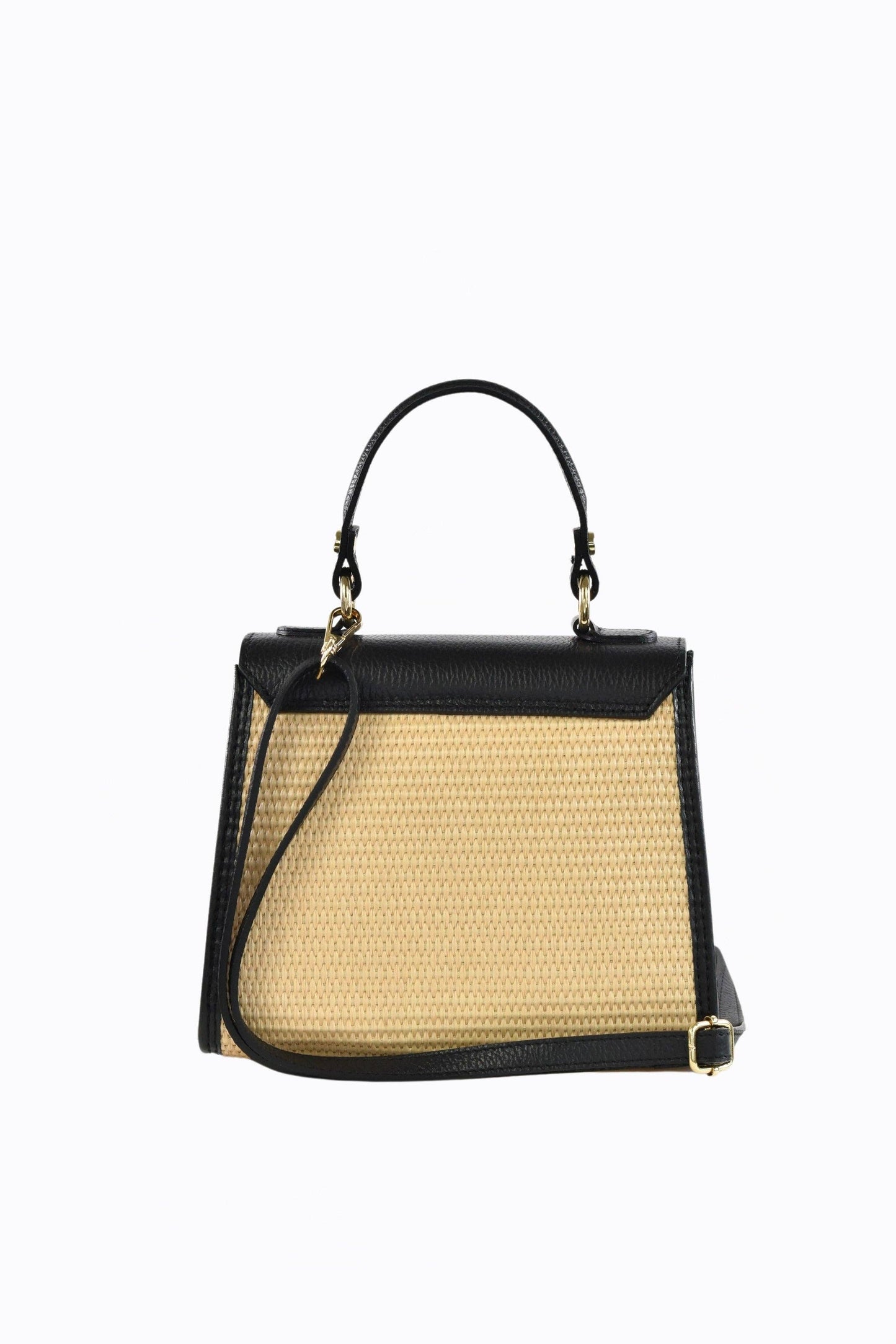 Tan Leather and Raffia Crossbody Bag