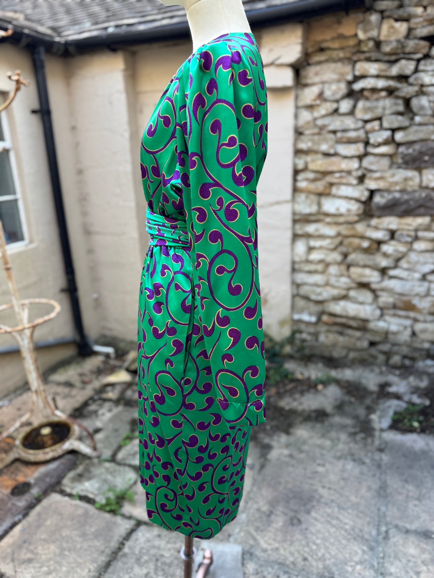 Vintage 1980s Yves Saint Laurent Rive Gauche Silk Dress – Rare Print