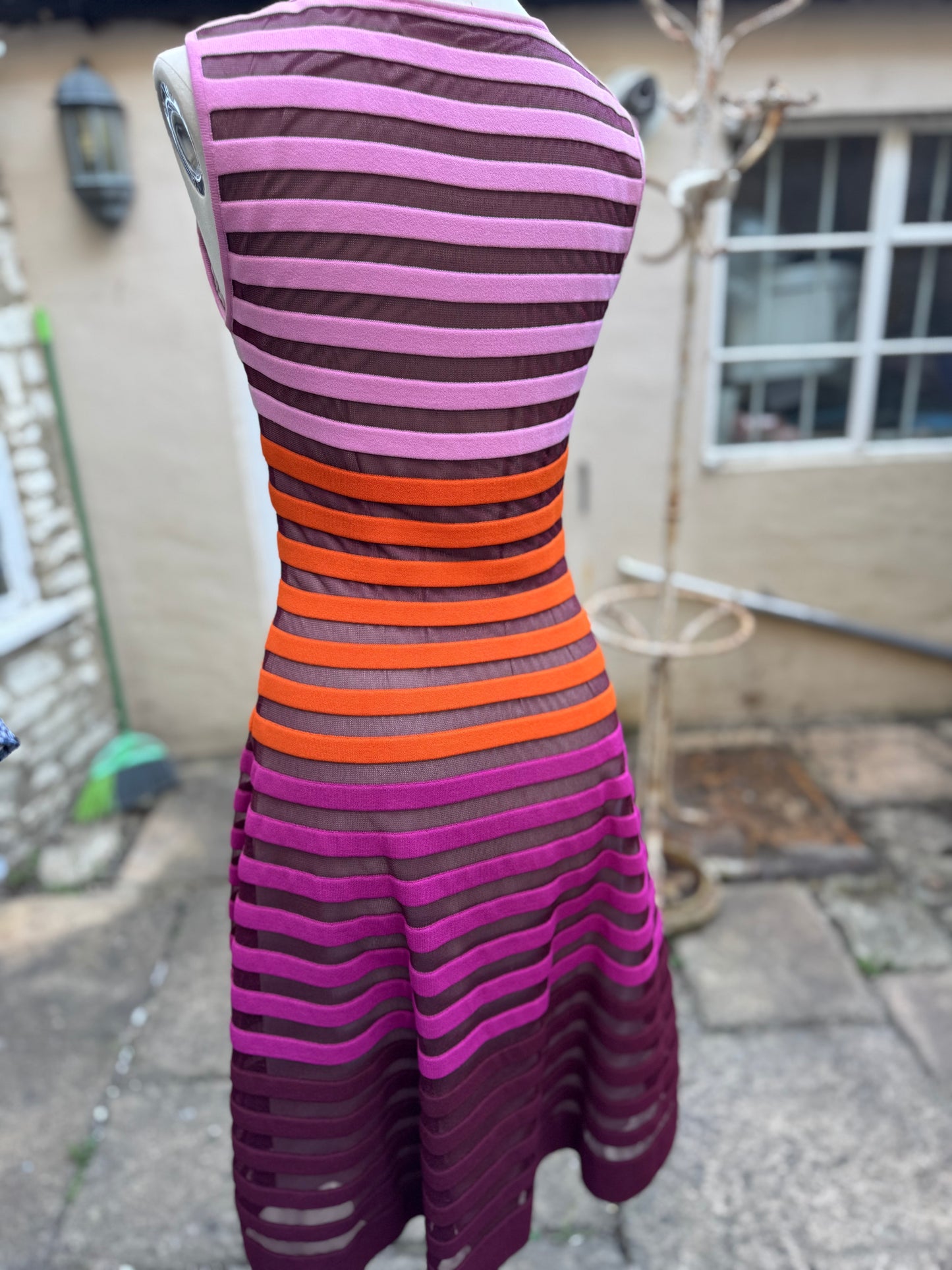 Pink Orange Striped vintage Dress Antonino Valenti