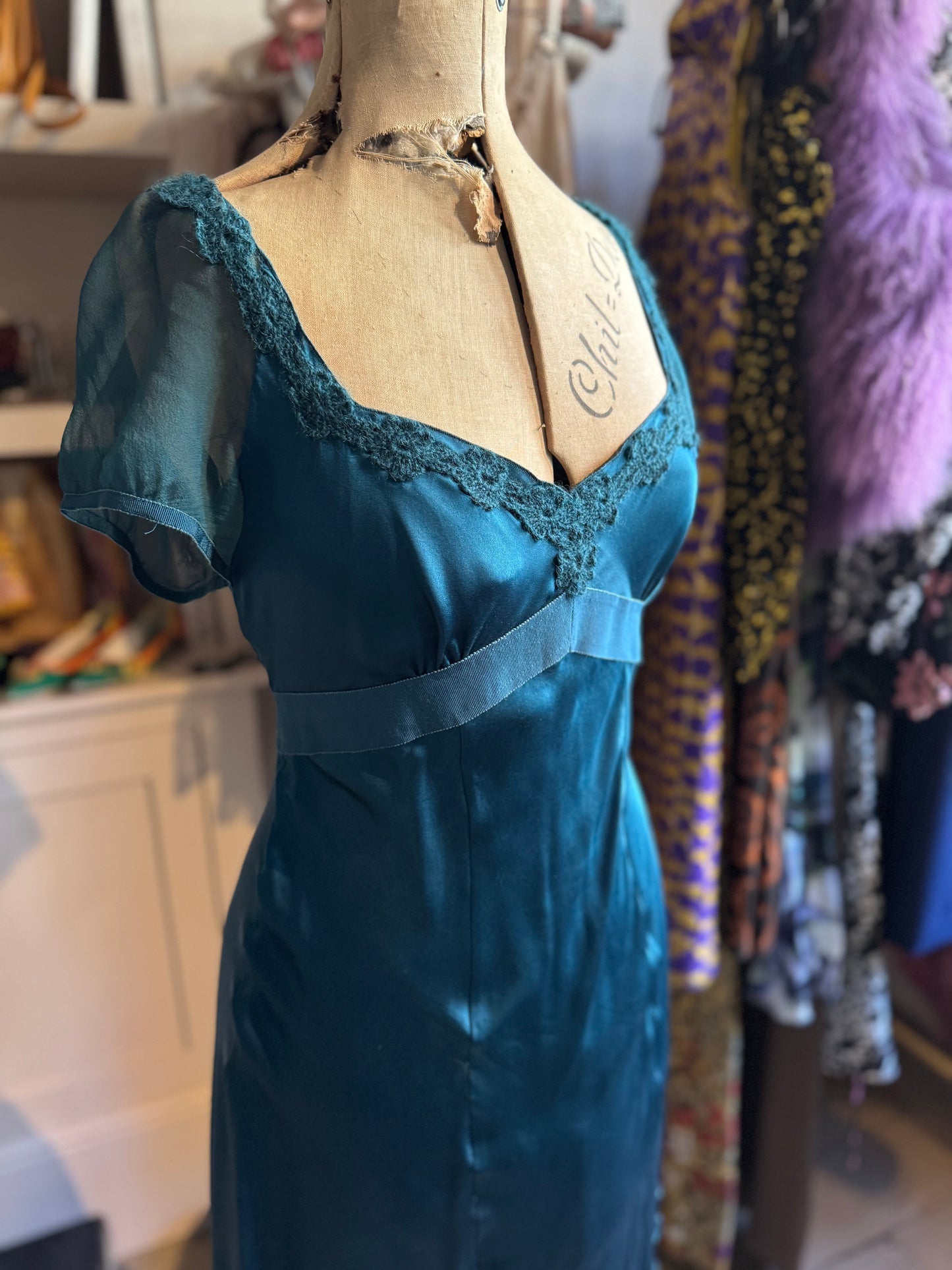 Teal Green Silk Dress Philosophy di Alberta Ferreti