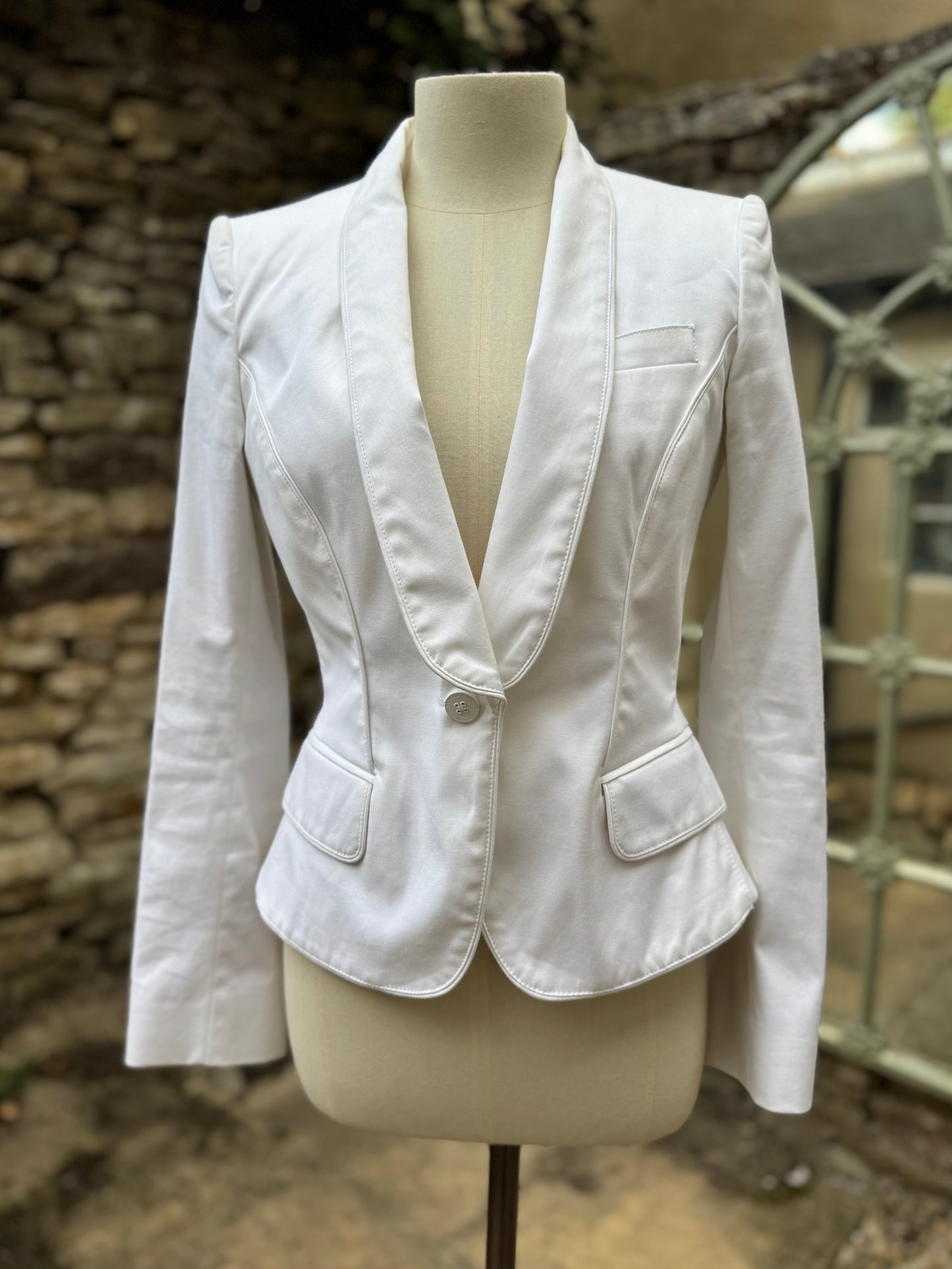 Vintage Burberry Prototype White Cotton Mess Jacket