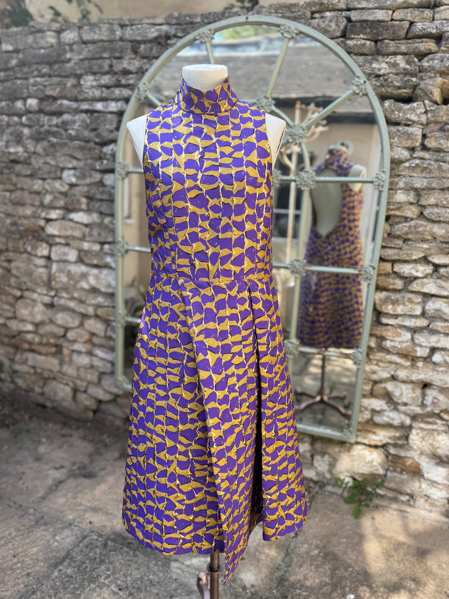 Purple and Yellow Backless Dress