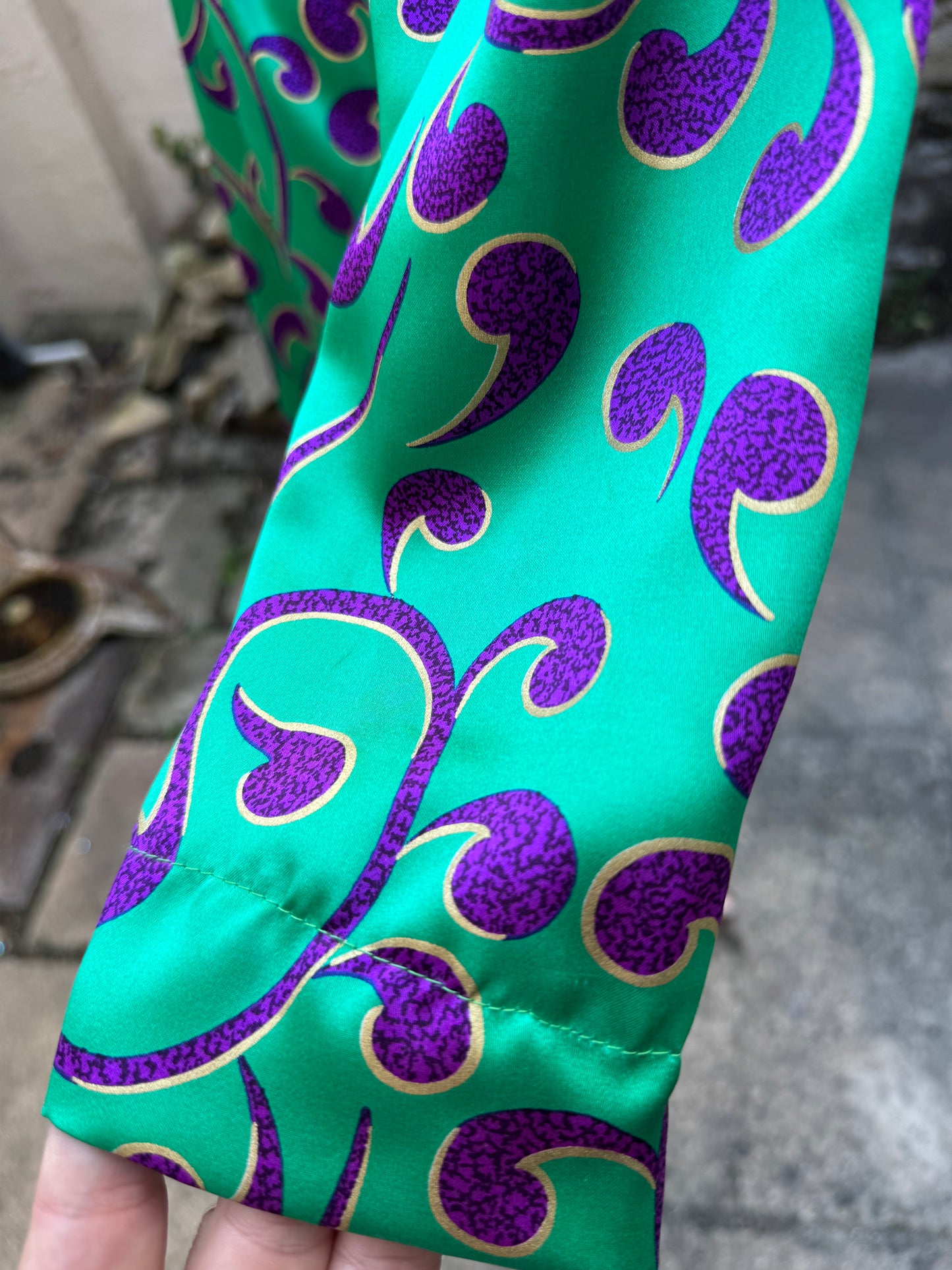 Vintage 1980s Yves Saint Laurent Rive Gauche Silk Dress – Rare Print