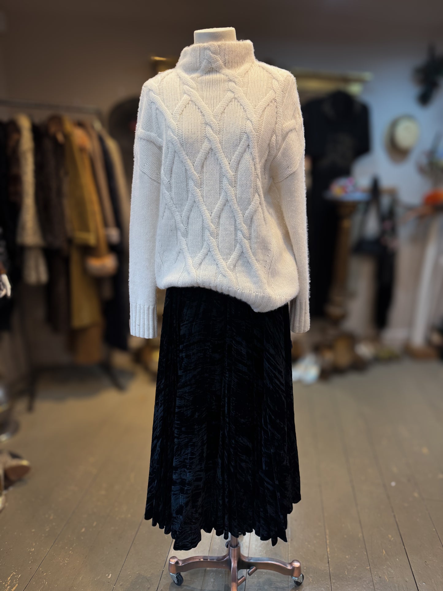 Yves Saint Laurent Crushed Velvet Pleated Skirt (Vintage)