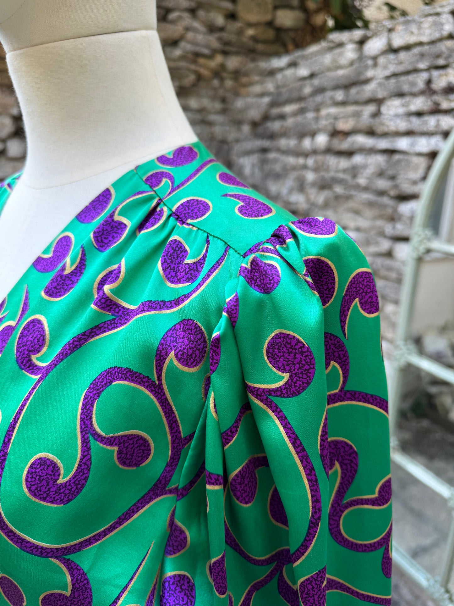 Vintage 1980s Yves Saint Laurent Rive Gauche Silk Dress – Rare Print