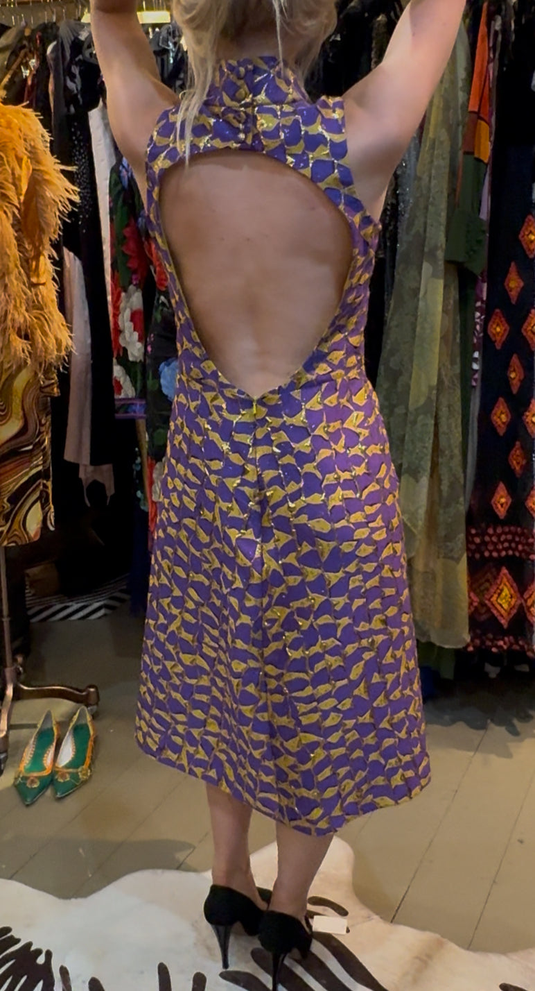 Purple and Yellow Backless Dress