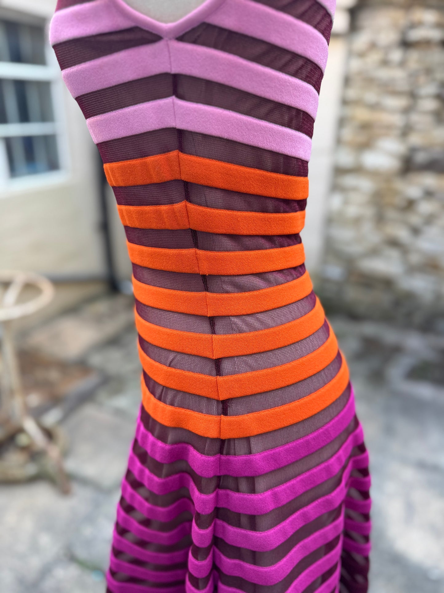 Pink Orange Striped vintage Dress Antonino Valenti