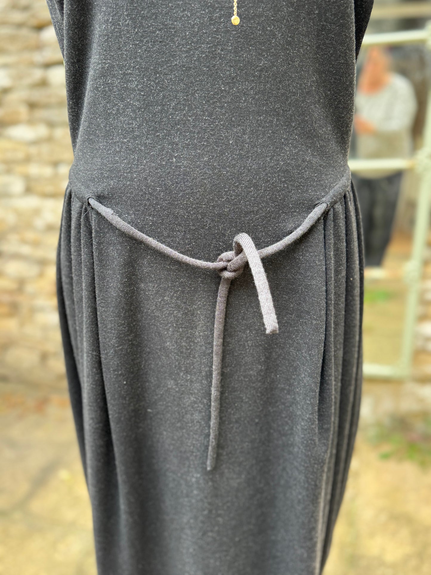 YSL Round Neck Sleeveless Charcoal Grey Dress