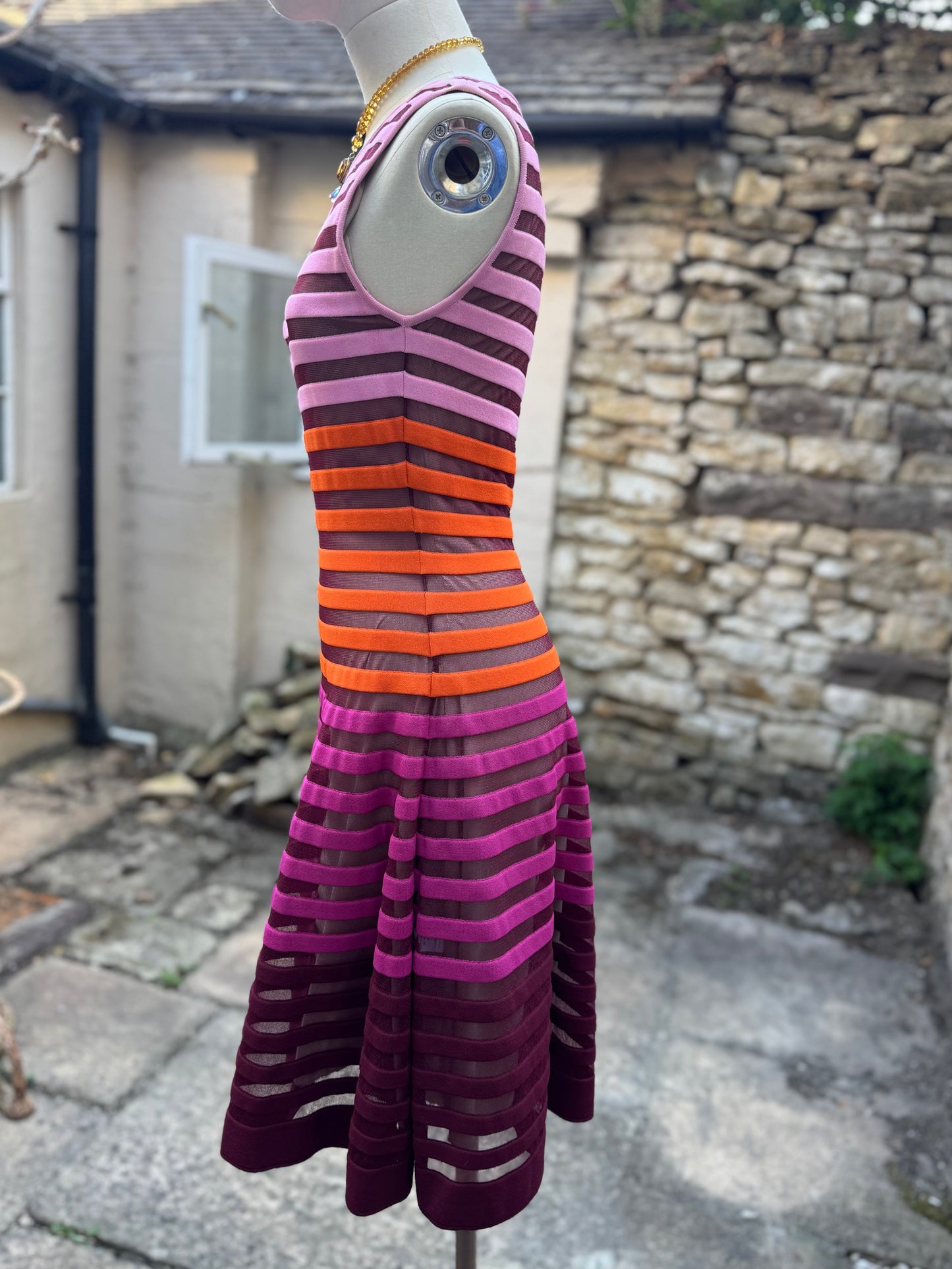 Pink Orange Striped vintage Dress Antonino Valenti