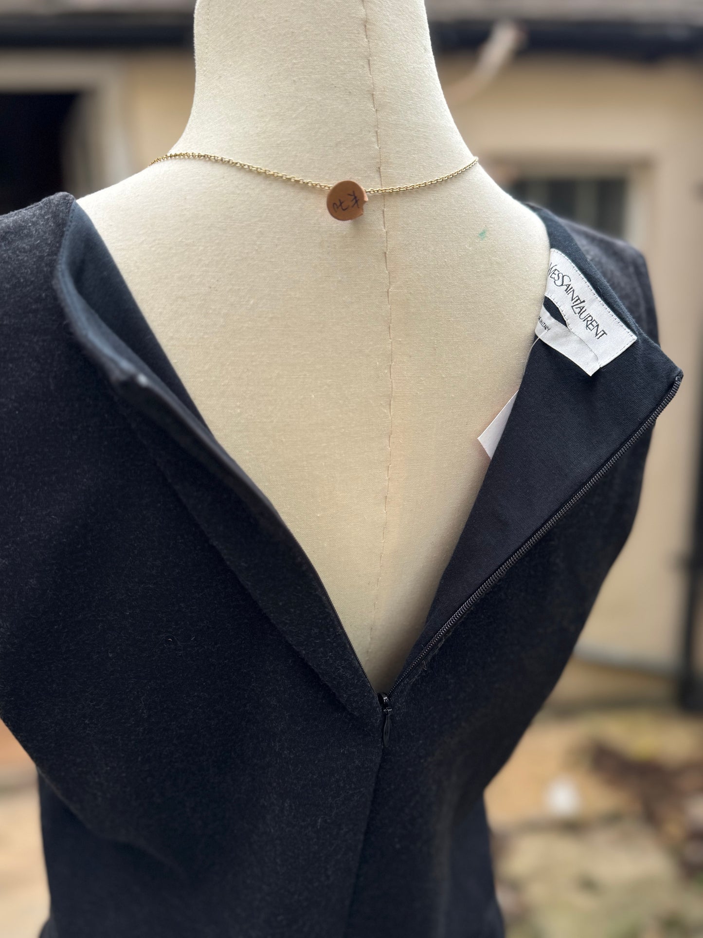YSL Round Neck Sleeveless Charcoal Grey Dress