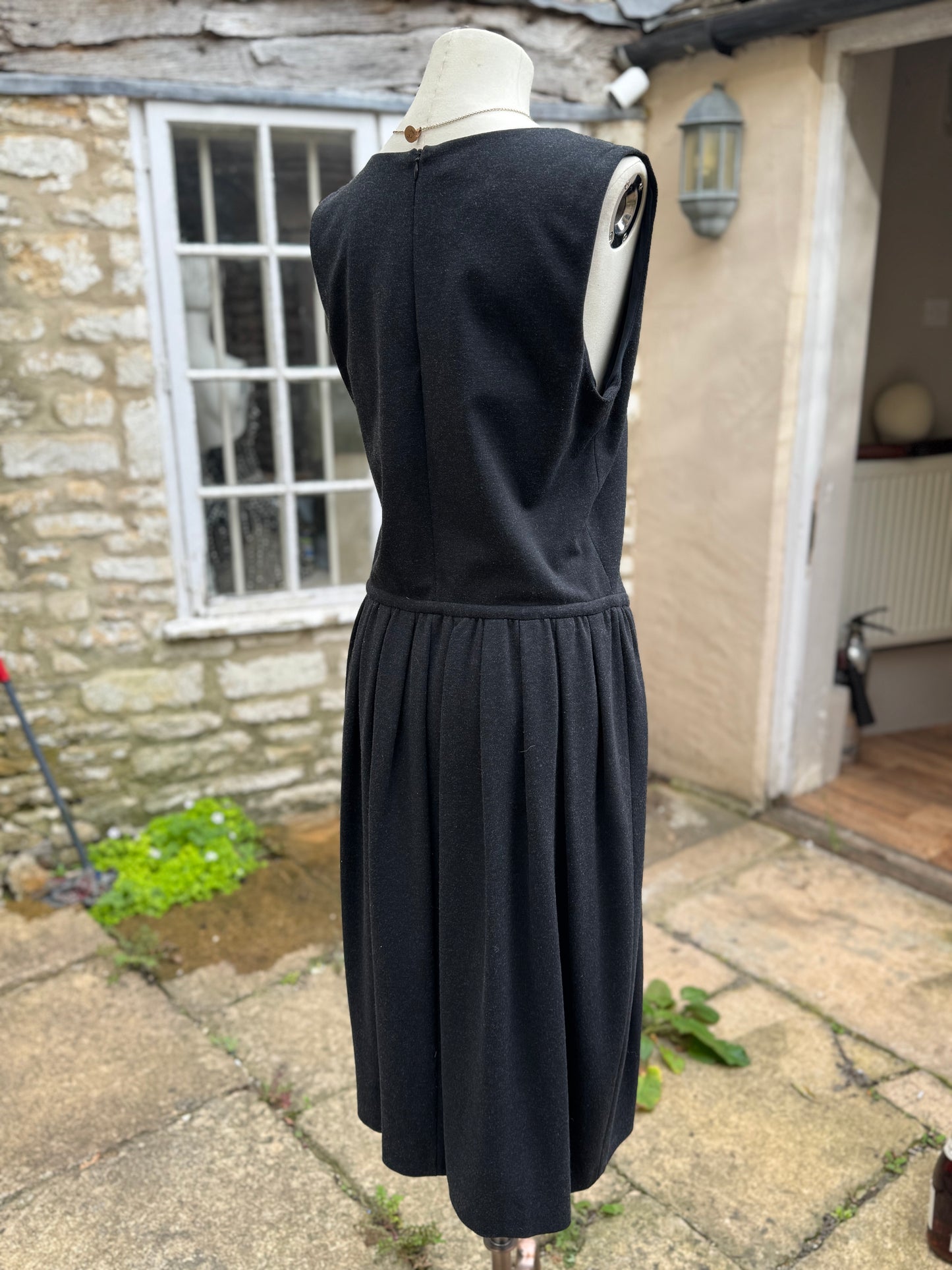 YSL Round Neck Sleeveless Charcoal Grey Dress