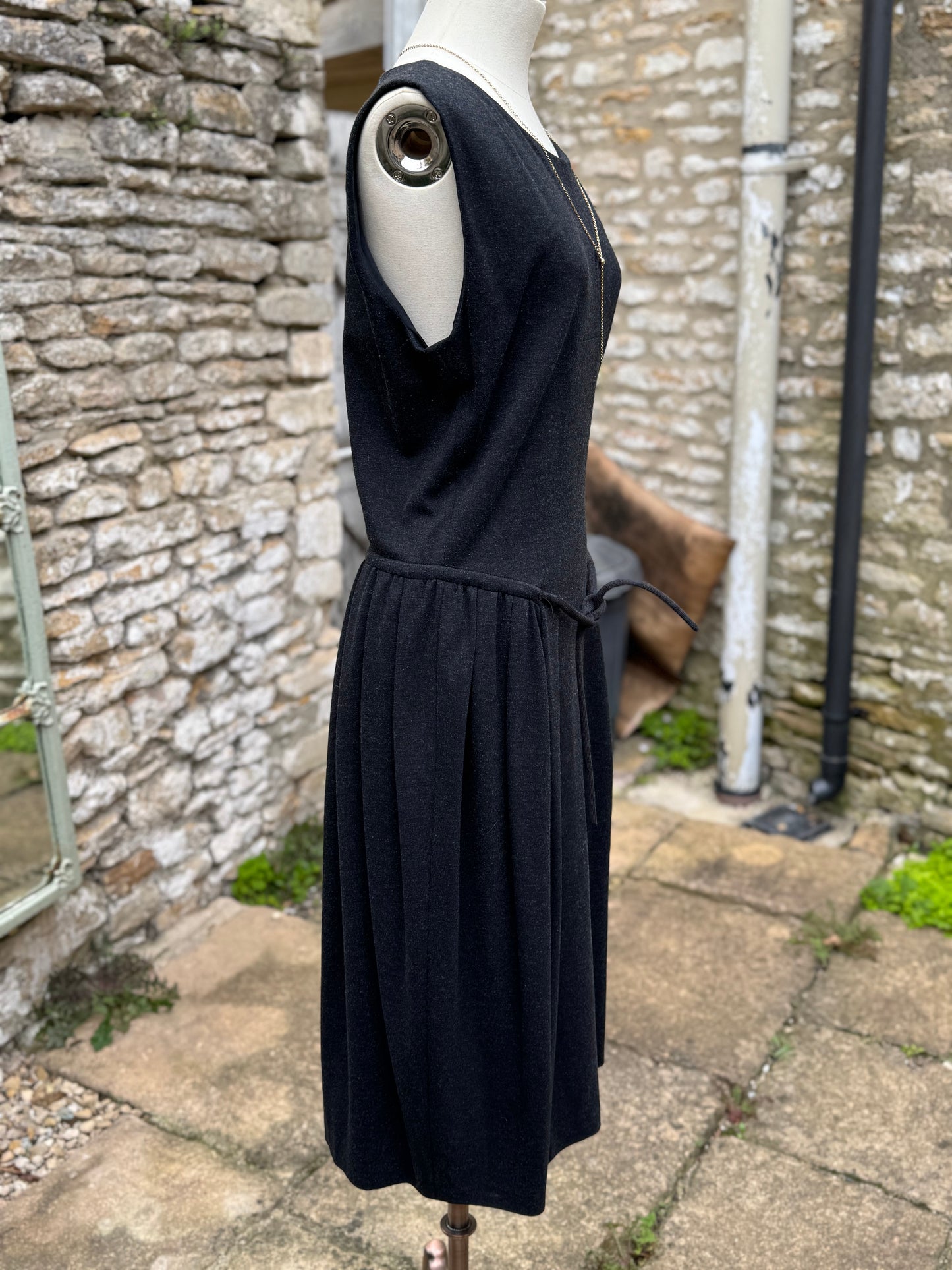 YSL Round Neck Sleeveless Charcoal Grey Dress