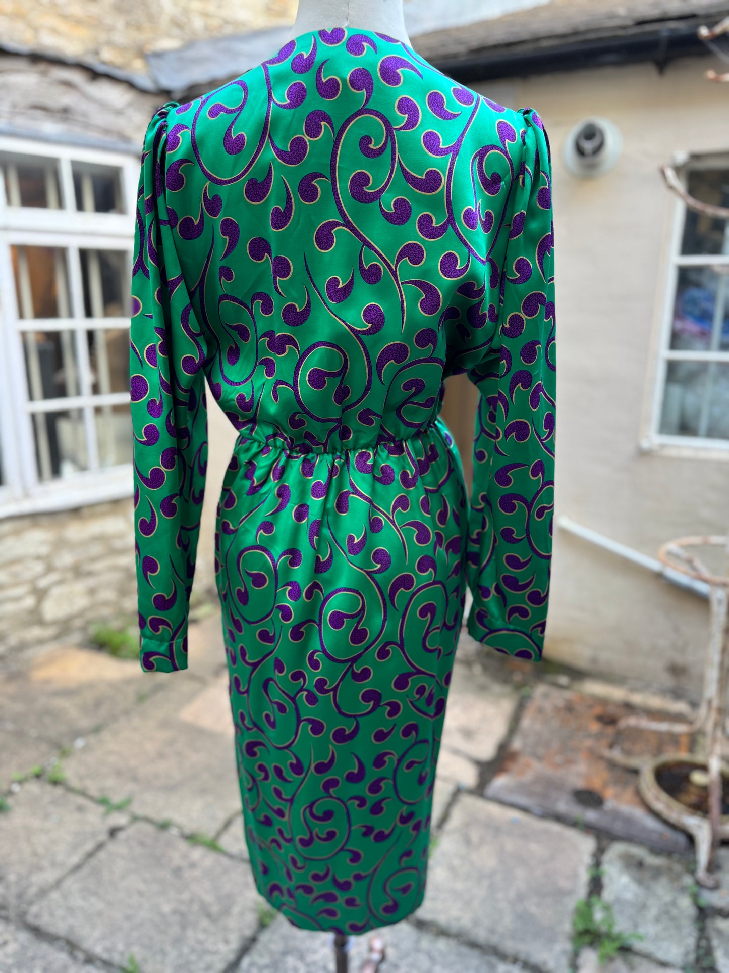 Vintage 1980s Yves Saint Laurent Rive Gauche Silk Dress – Rare Print