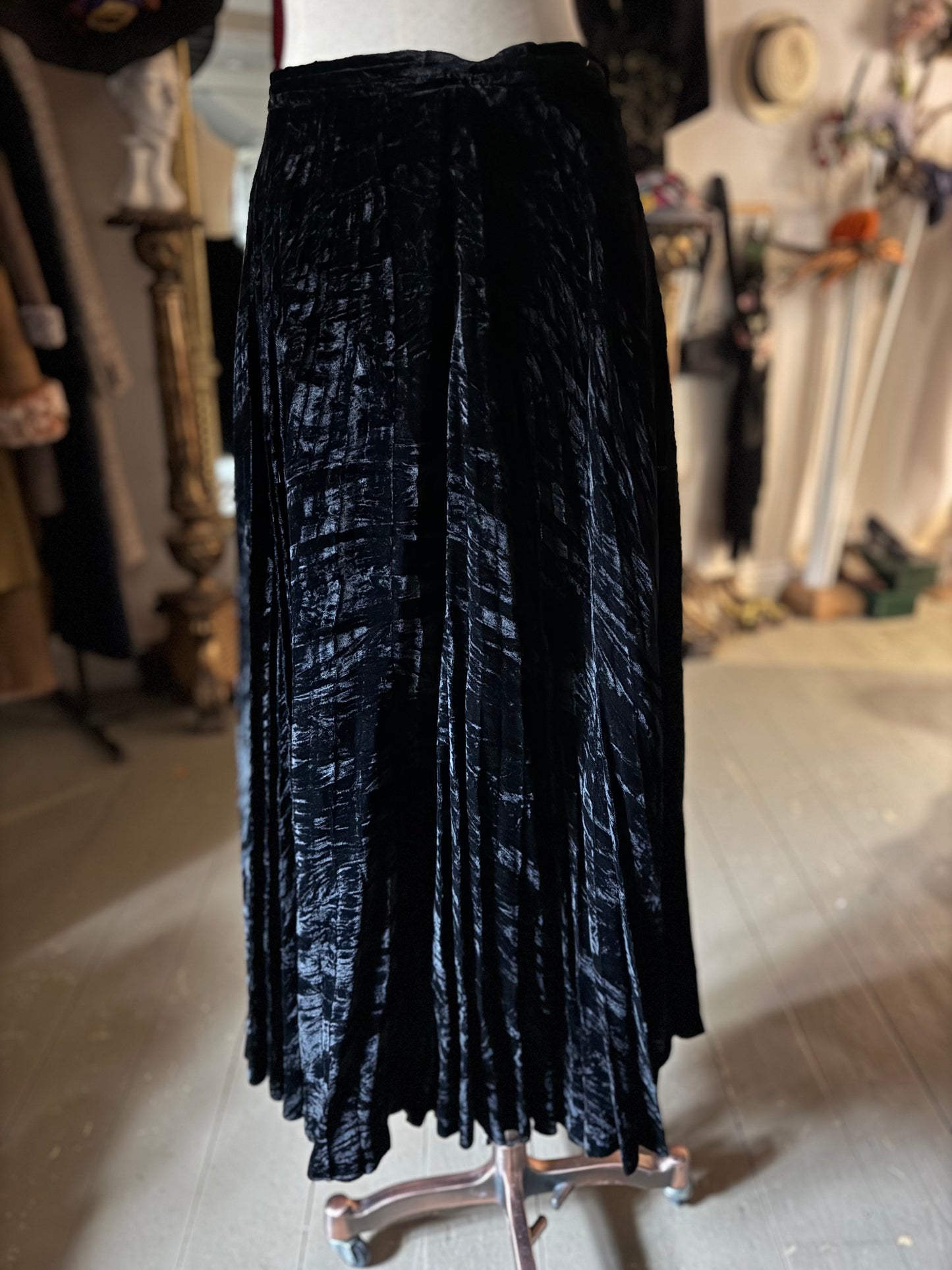 Yves Saint Laurent Crushed Velvet Pleated Skirt (Vintage)
