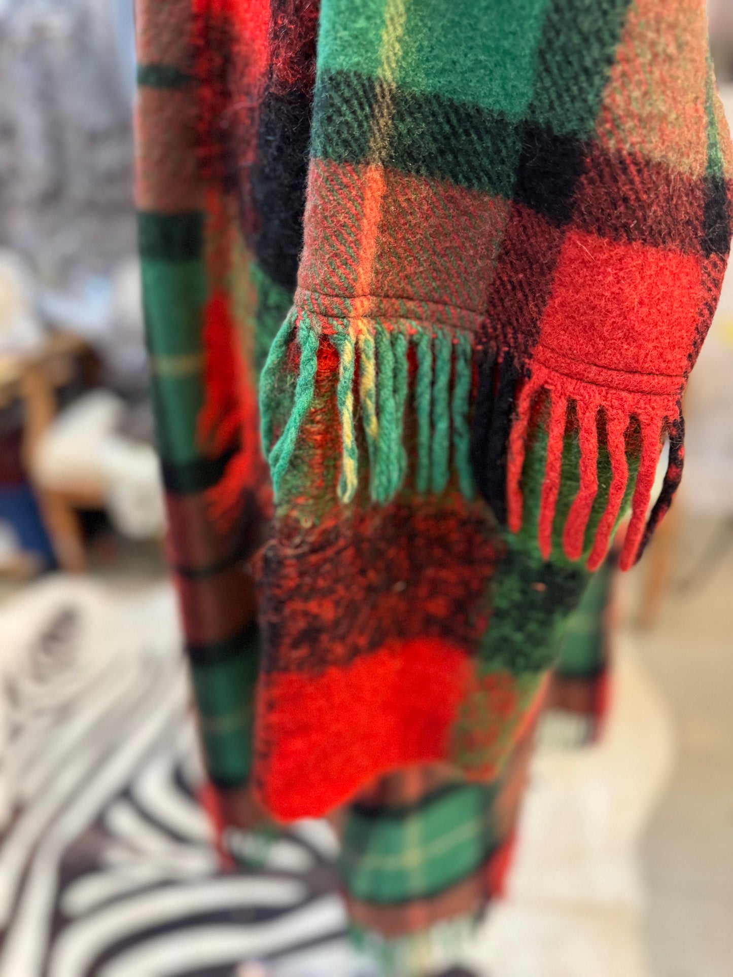 NEW IN - Our Cotswold Coat - Green Black Red Mohair & Tartan