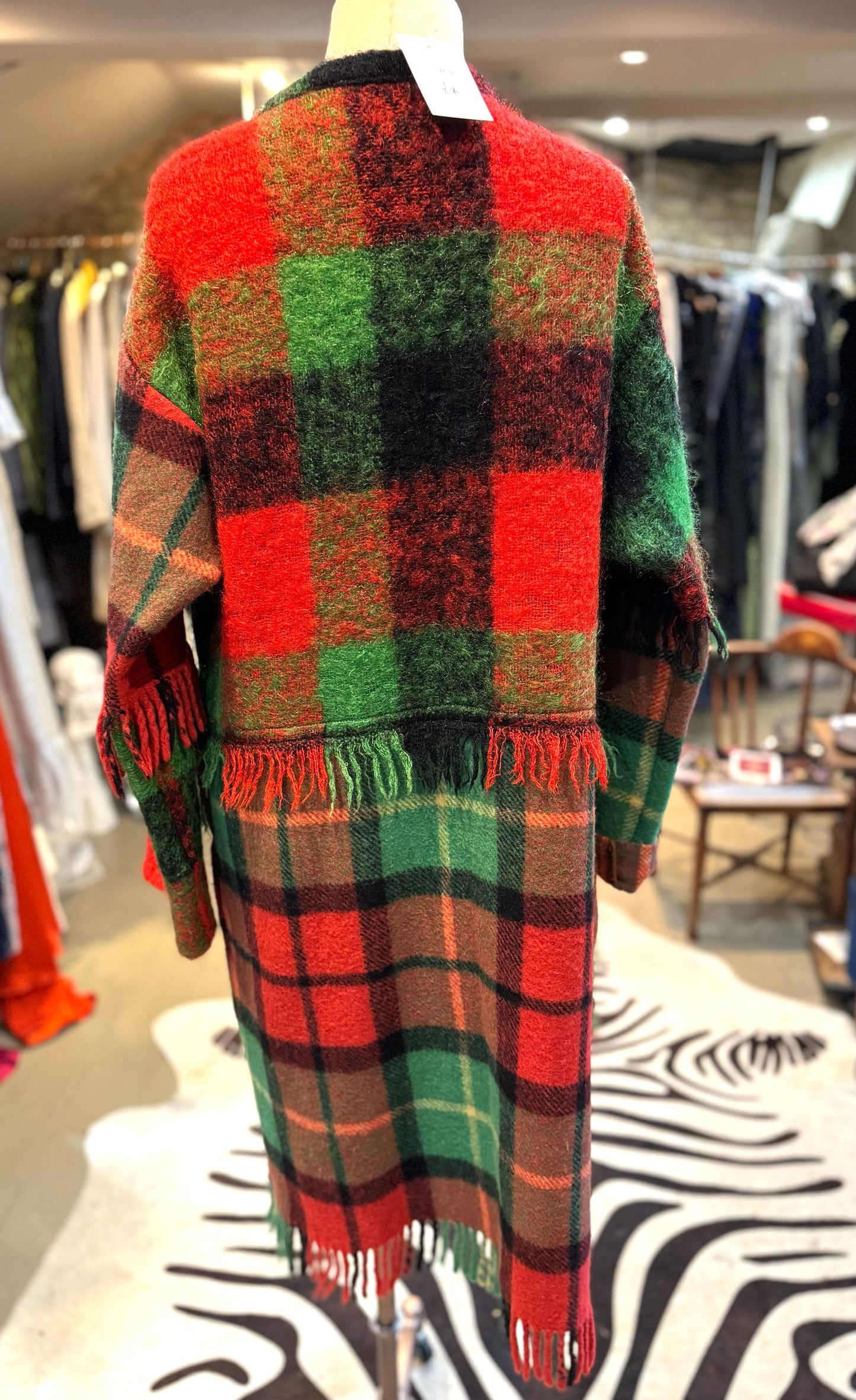 NEW IN - Our Cotswold Coat - Green Black Red Mohair & Tartan