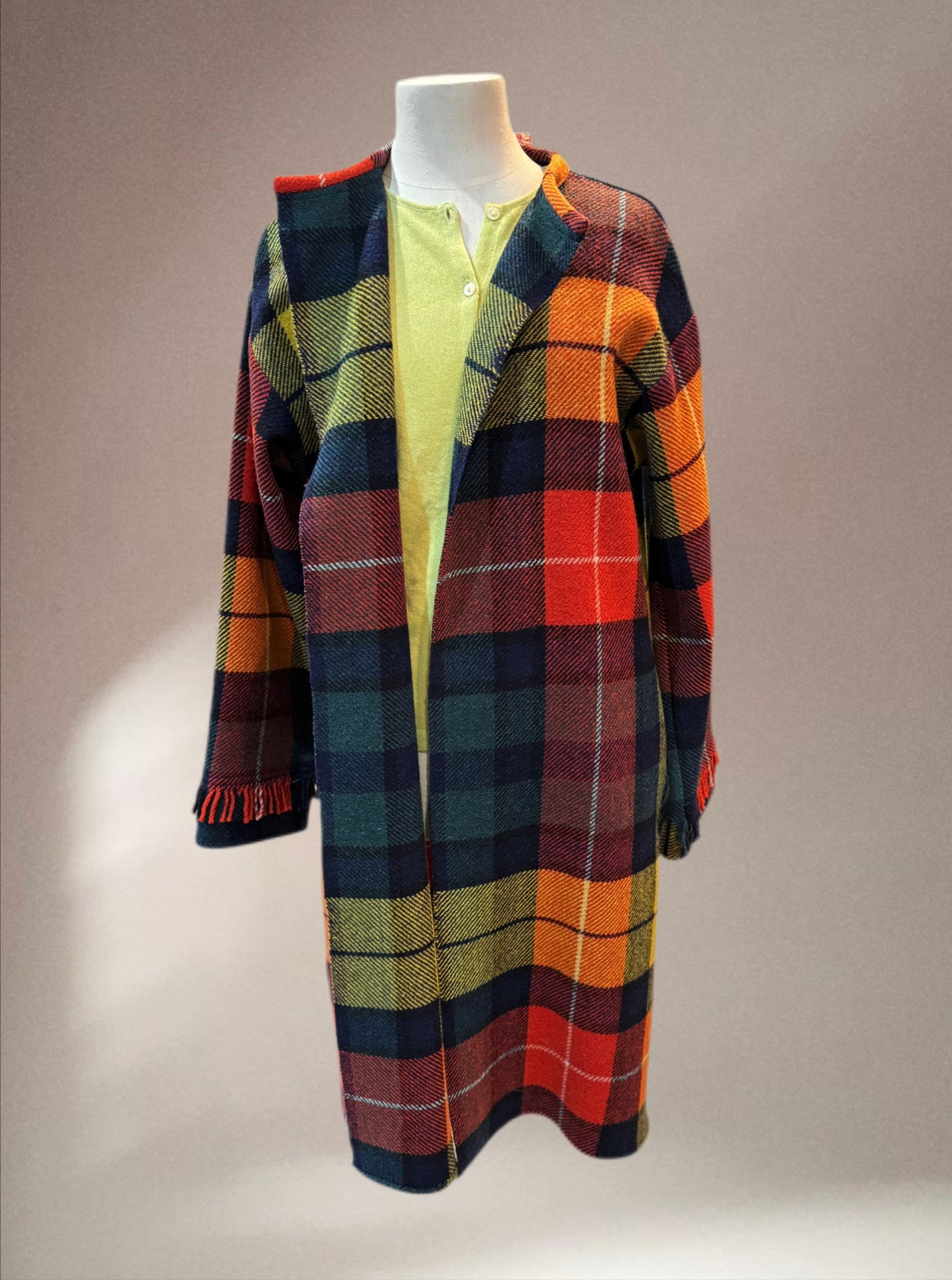 NEW IN - Our Cotswold Coat - Tartan Long Teal Red Yellow