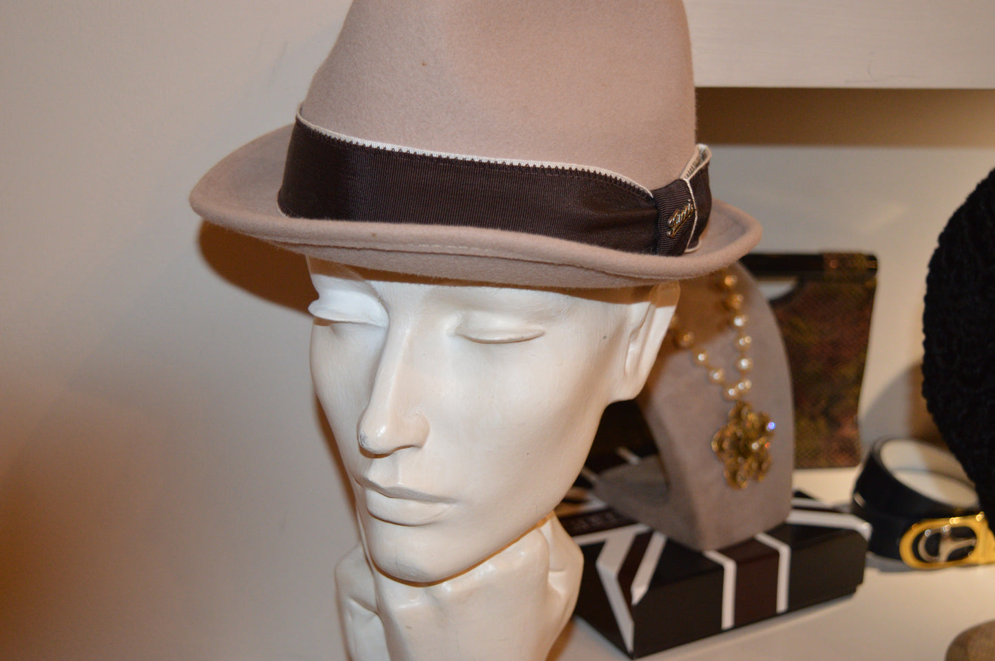 Vintage Gucci Fedora Style Rabbit Fur Hat