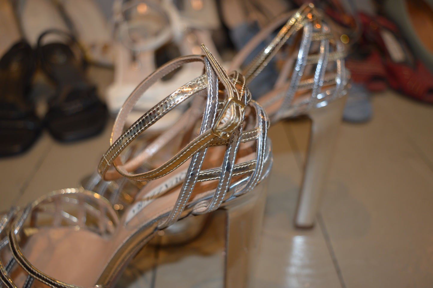 Aquazzura Gold Silver Kira Plateau Platform Heels