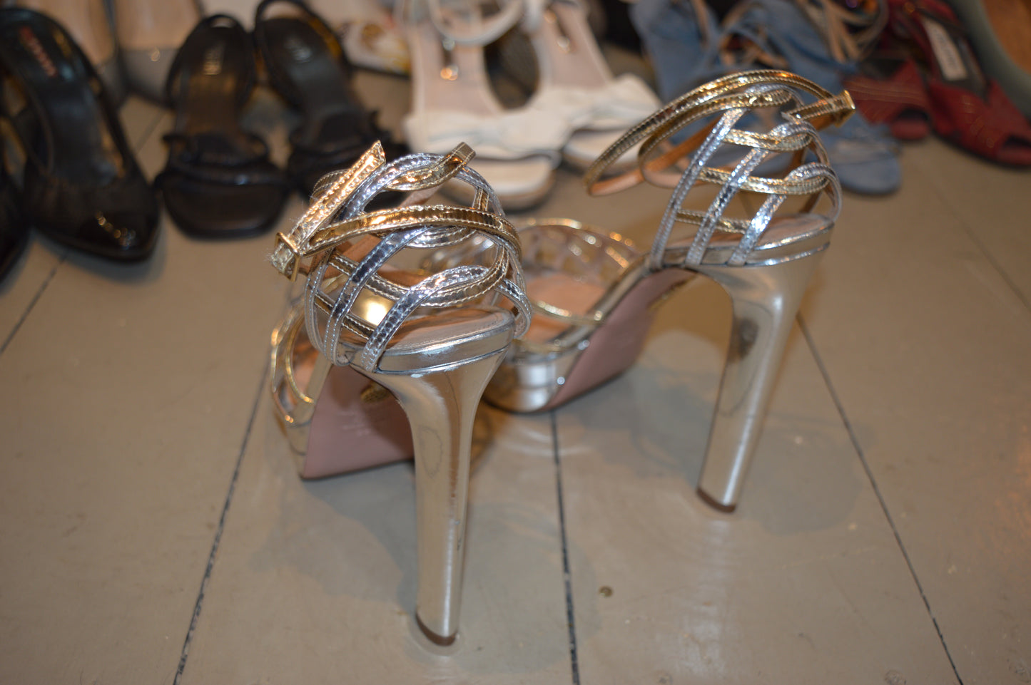 Aquazzura Gold Silver Kira Plateau Platform Heels