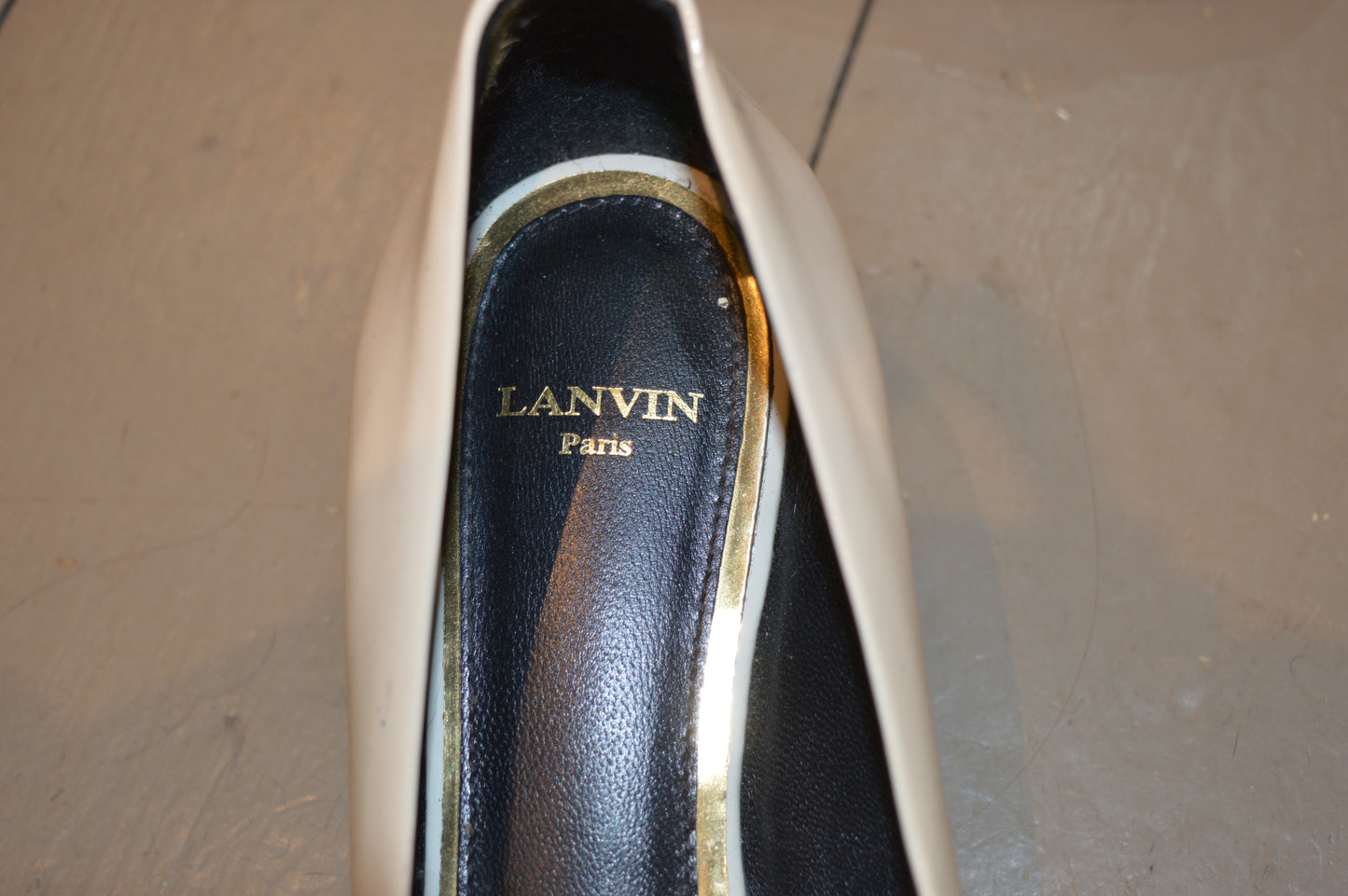 Lanvin Cream Patent Leather Ballet Flats