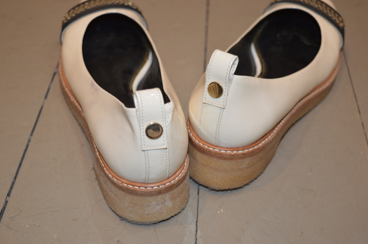 Lanvin Cream Patent Leather Ballet Flats