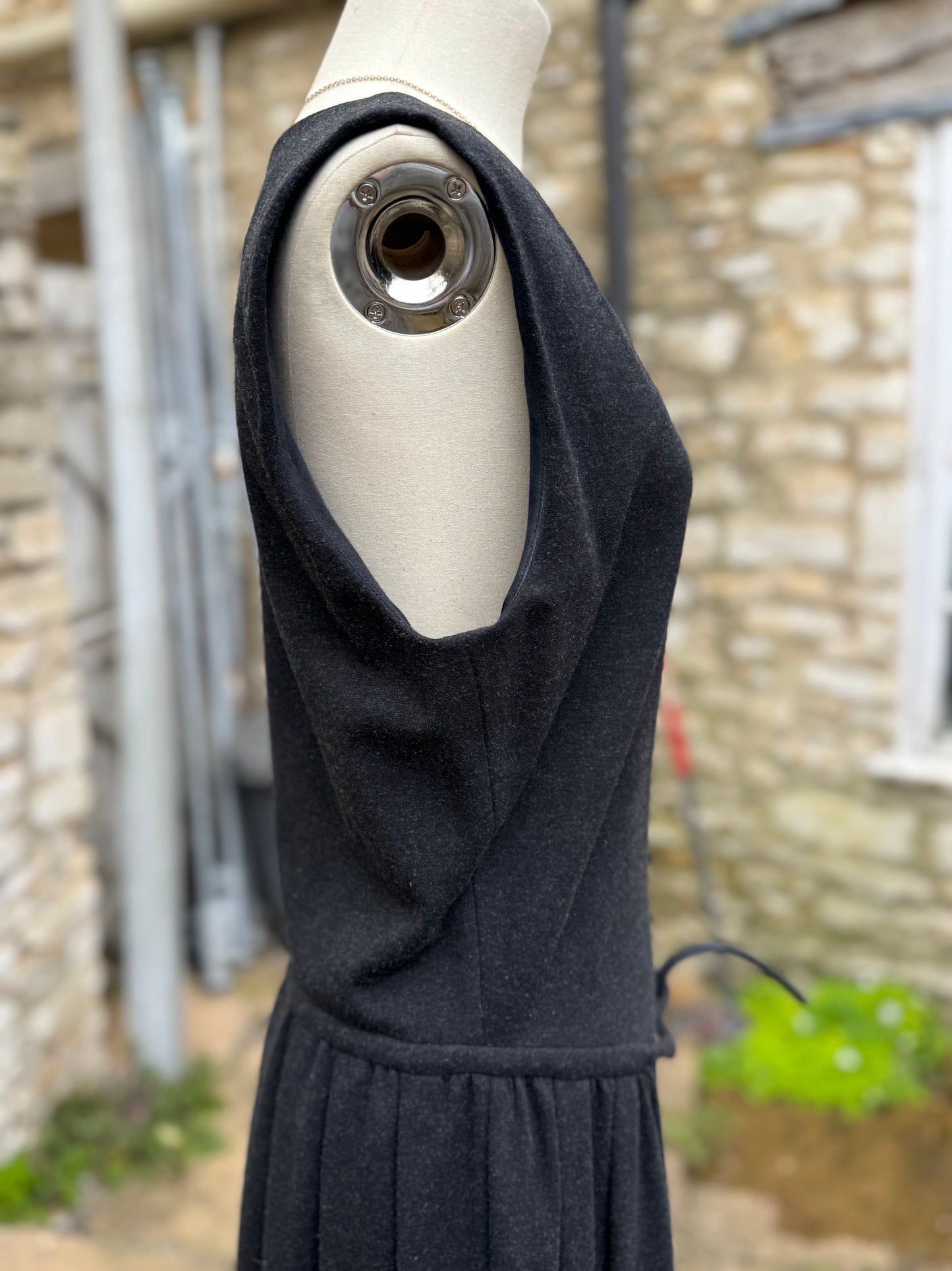 YSL Round Neck Sleeveless Charcoal Grey Dress