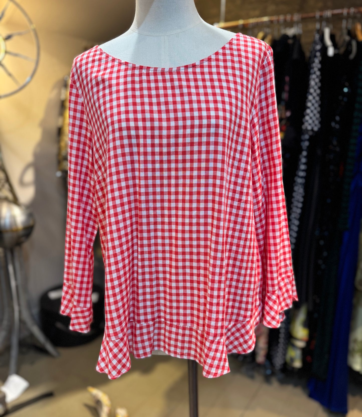 Graham and Greene Red Gingham Cotton Top