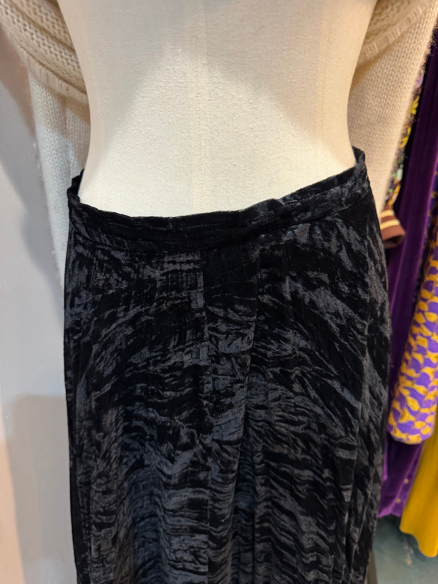 Yves Saint Laurent Crushed Velvet Pleated Skirt (Vintage)