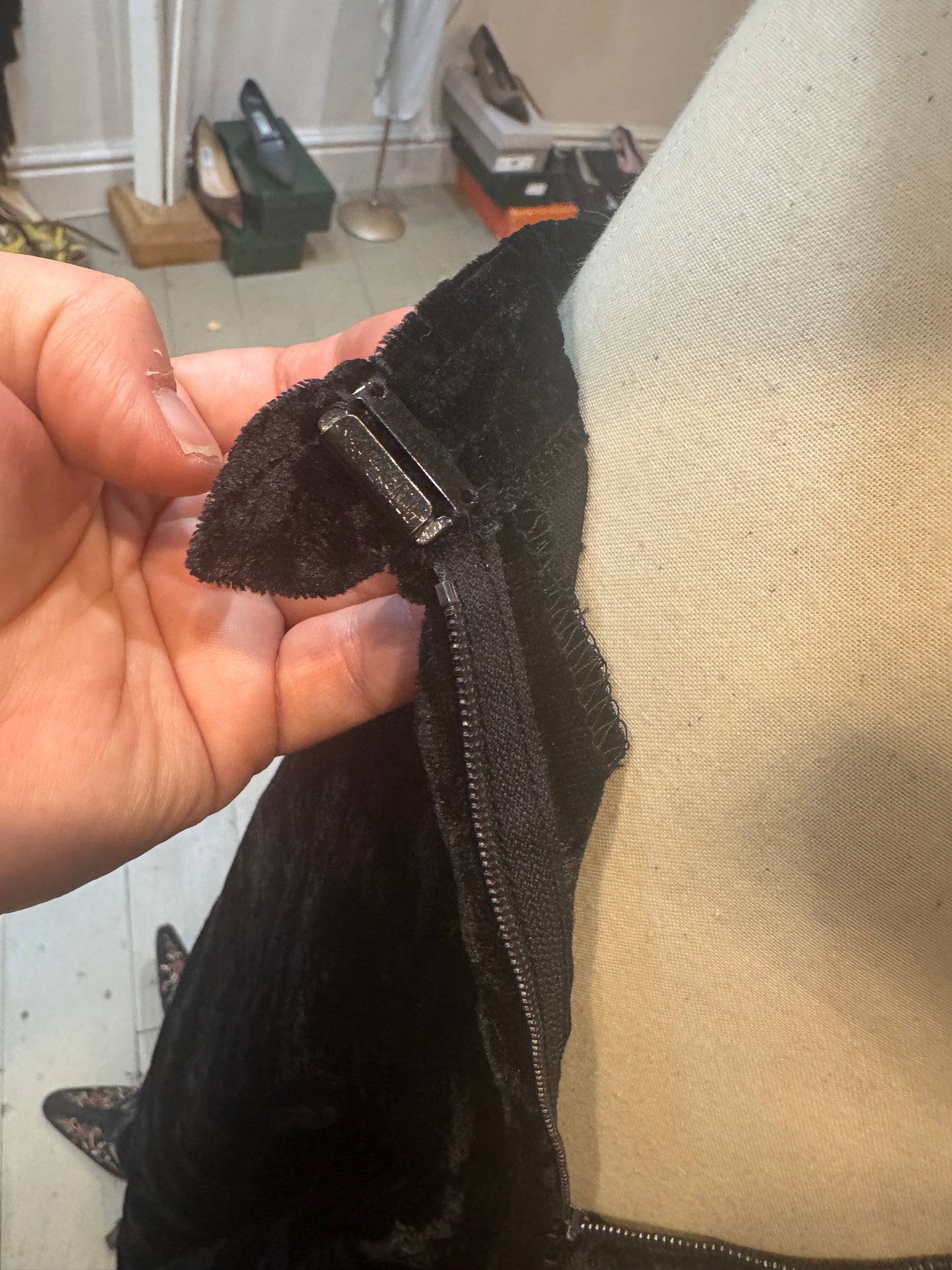 Yves Saint Laurent Crushed Velvet Pleated Skirt (Vintage)