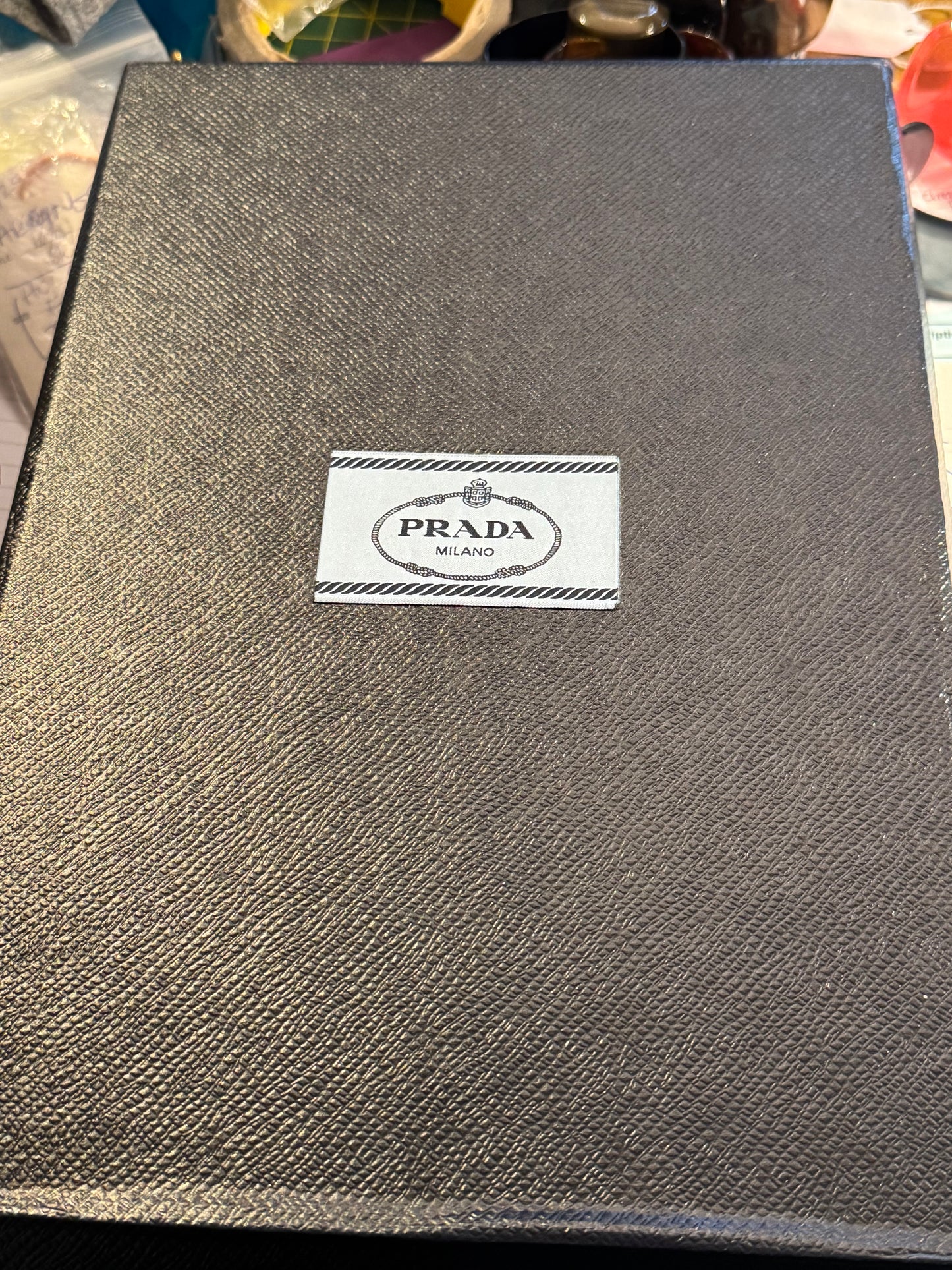 Prada Wooden Chain Necklace with Blue Crystal Pendant