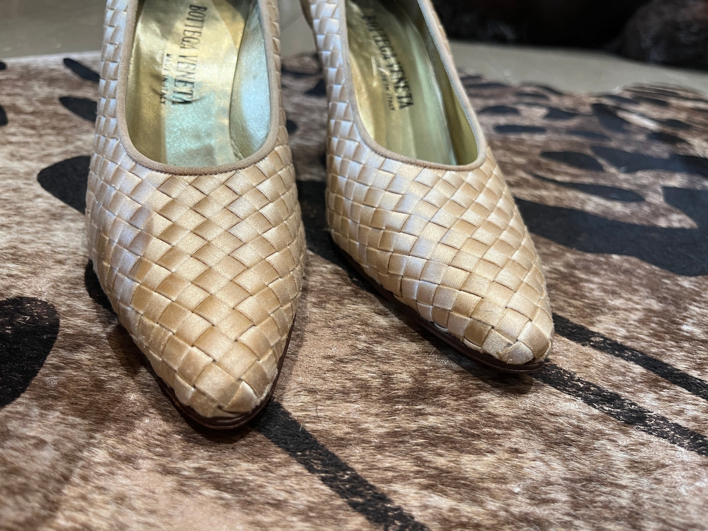 Bottega Venata Cream Silk Heels