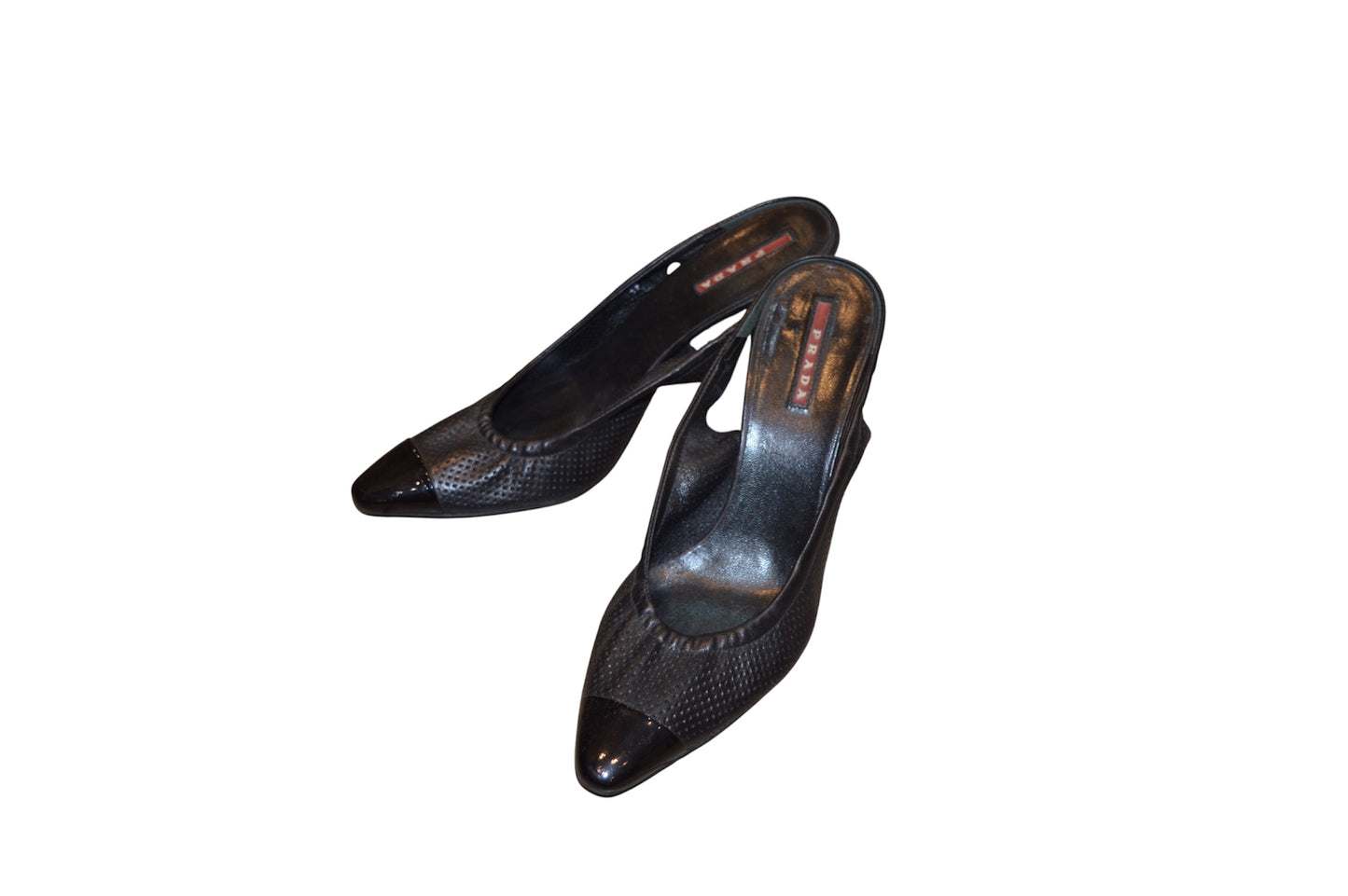 Prada Leather Mesh Point-Toe Heels