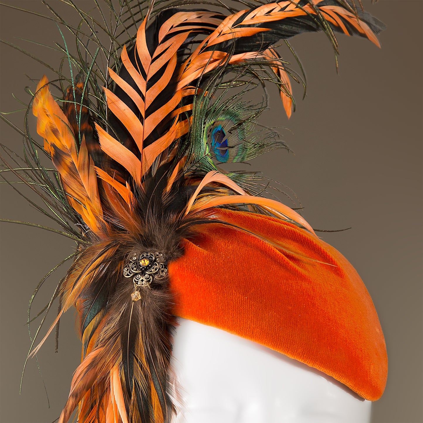 Orange Velvet Nancy Rose Fascinator