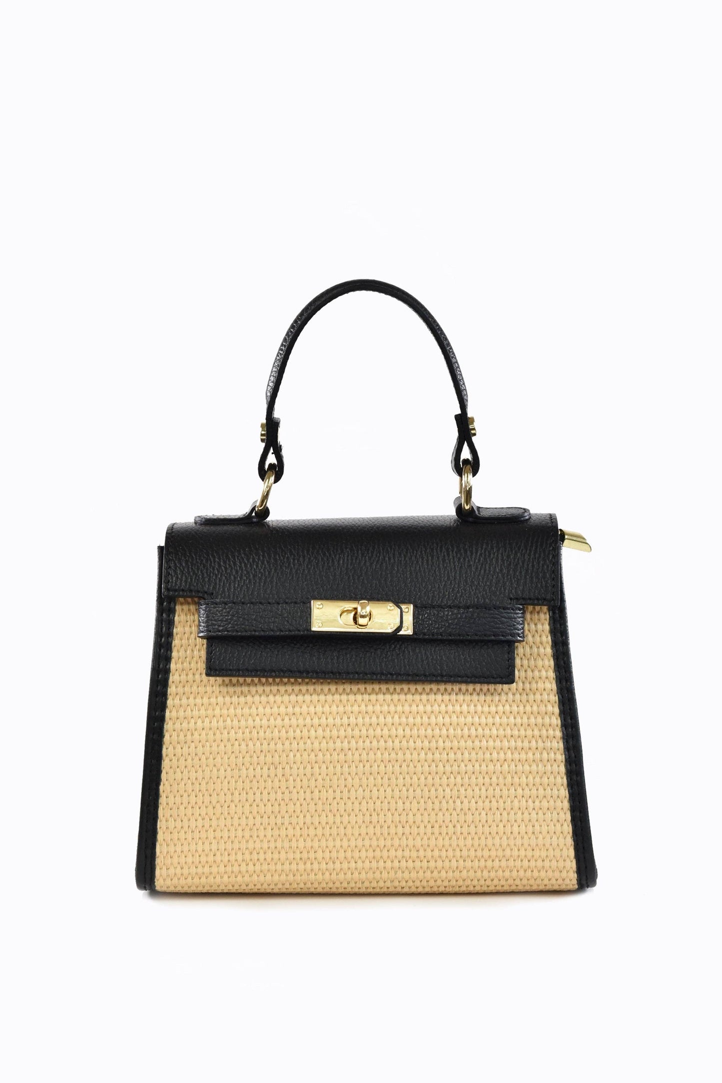 Tan Leather and Raffia Crossbody Bag