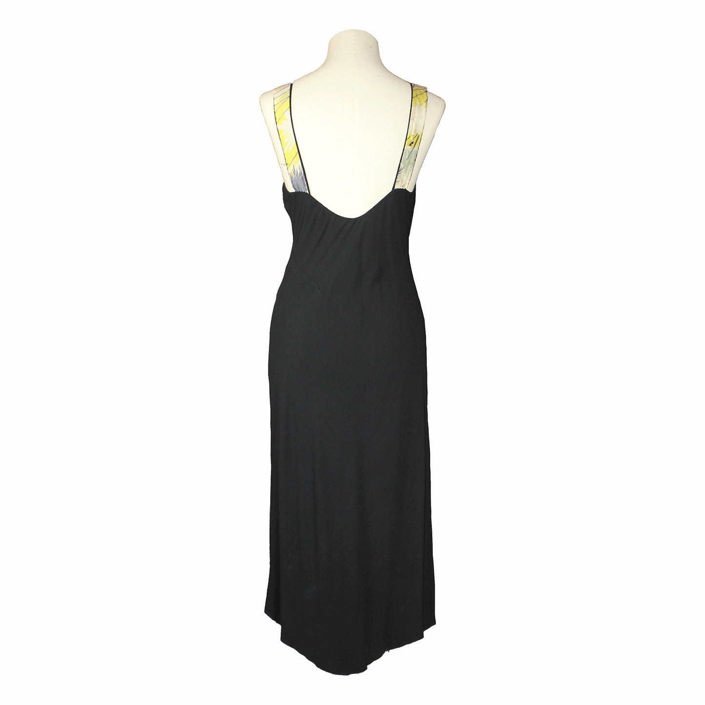 1920s Black Crepe Silk Asymmetric Evening Dress