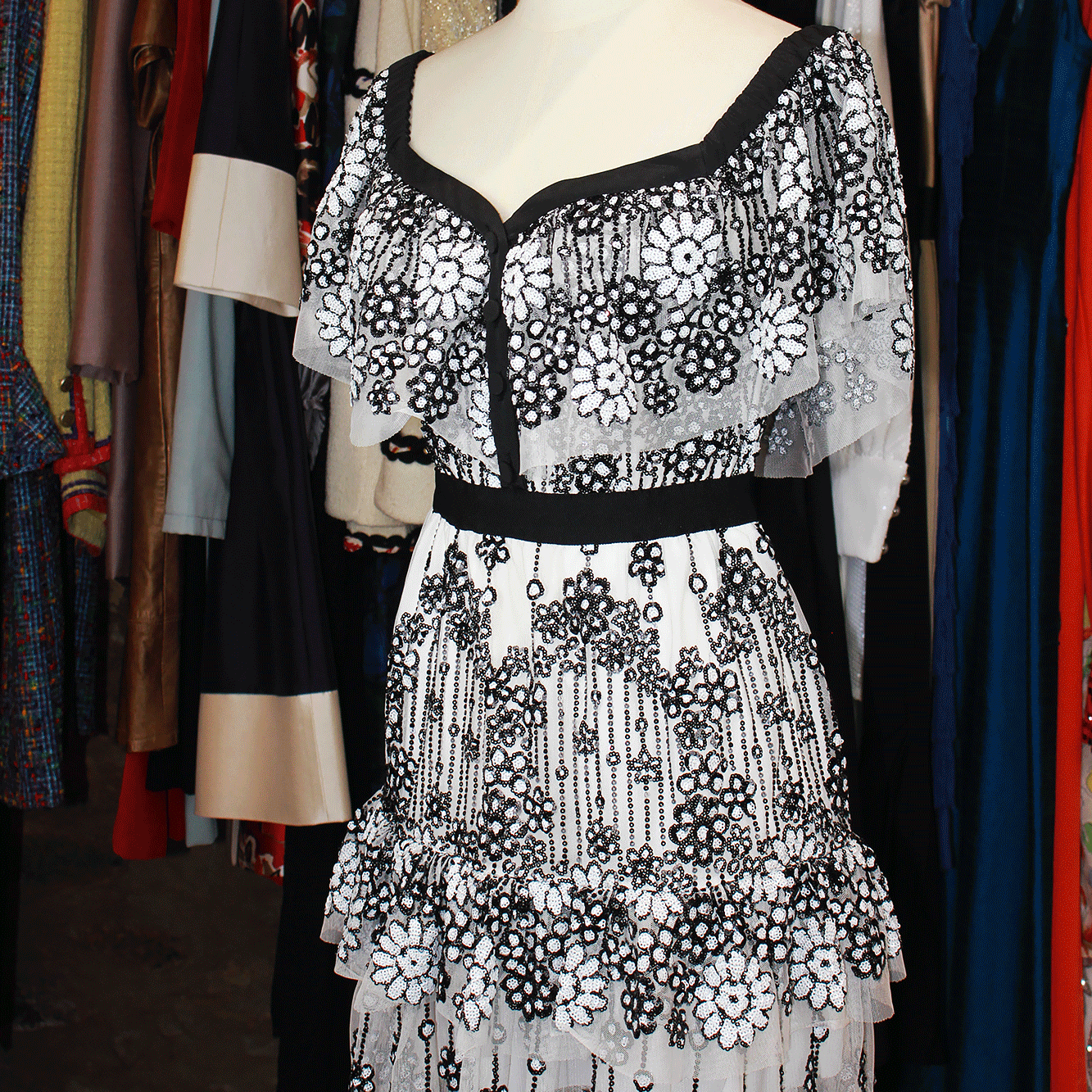 Black and White Sequin Dress
