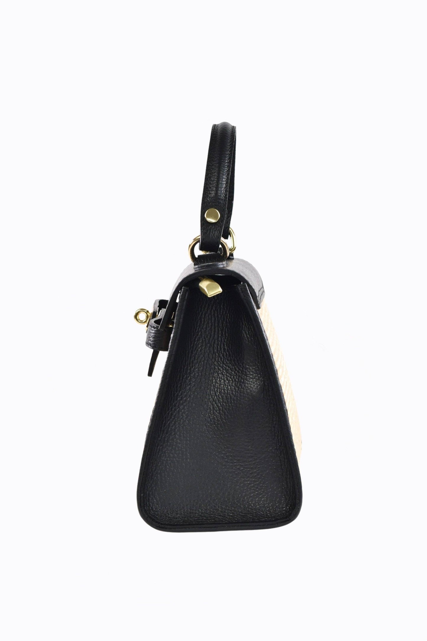 Tan Leather and Raffia Crossbody Bag