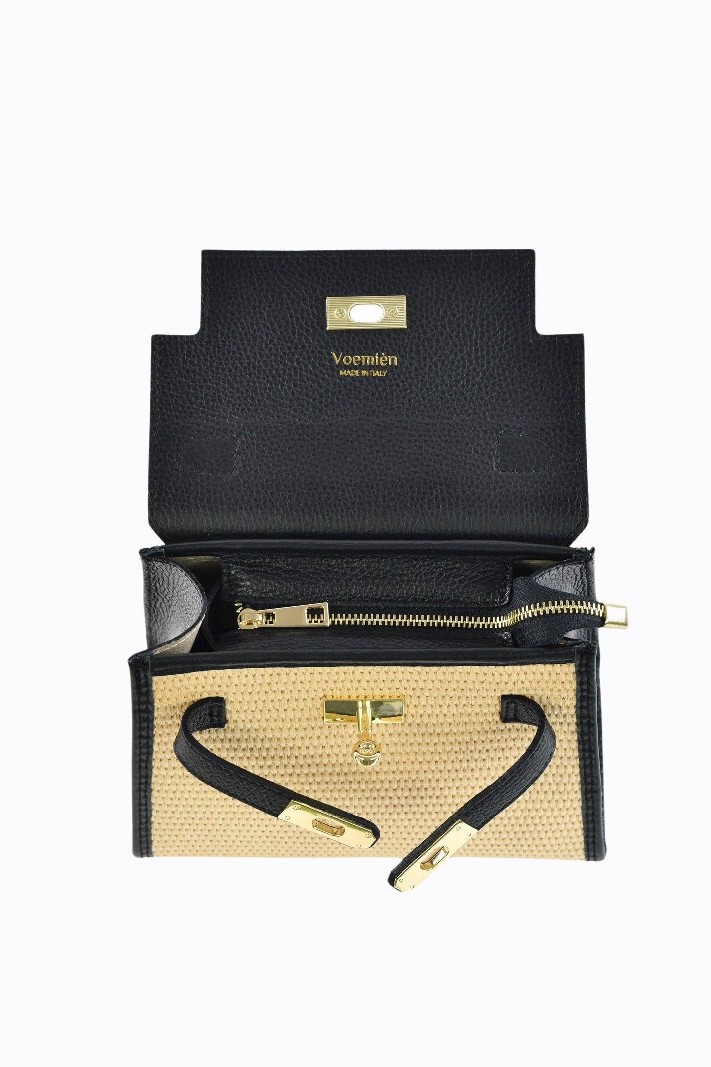 Tan Leather and Raffia Crossbody Bag