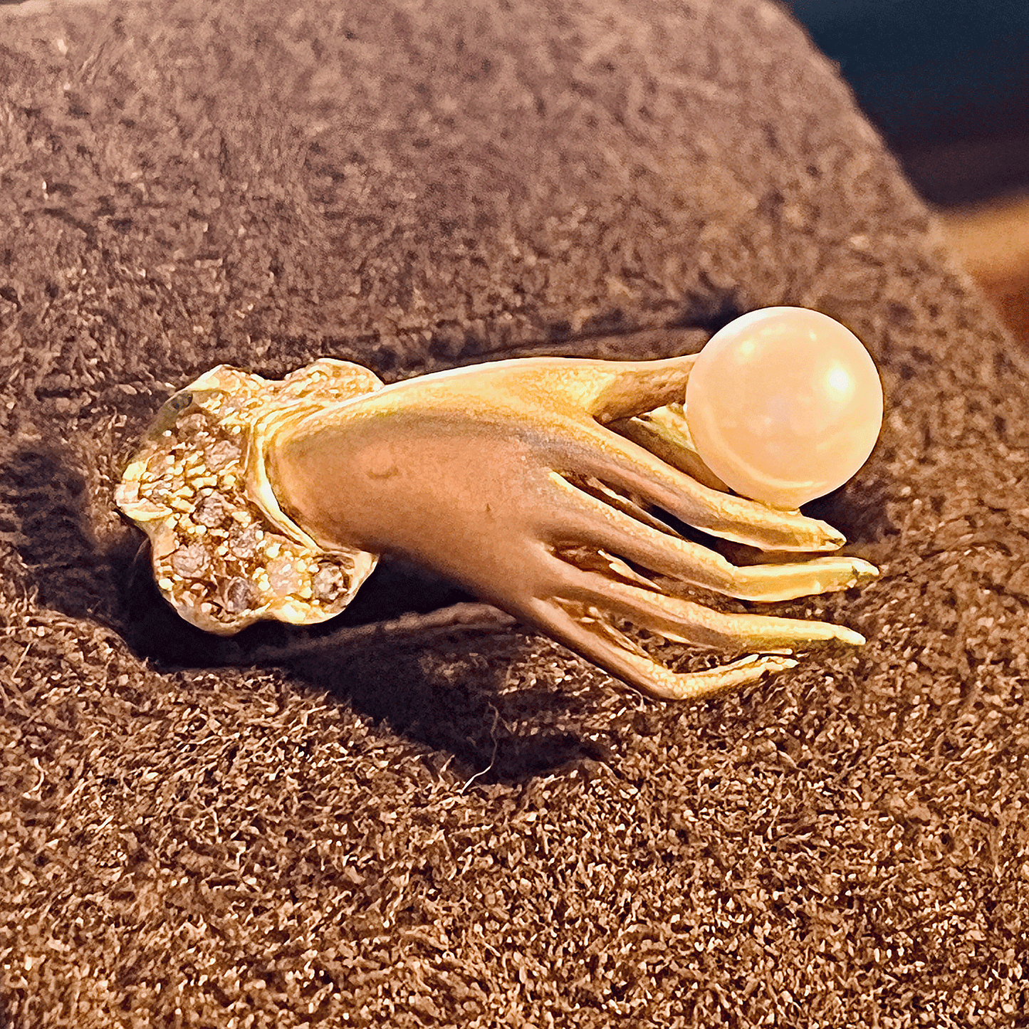 Pearl and 18K Gold Hand Ring