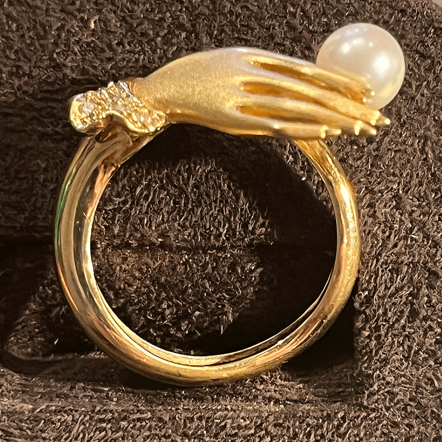 Pearl and 18K Gold Hand Ring