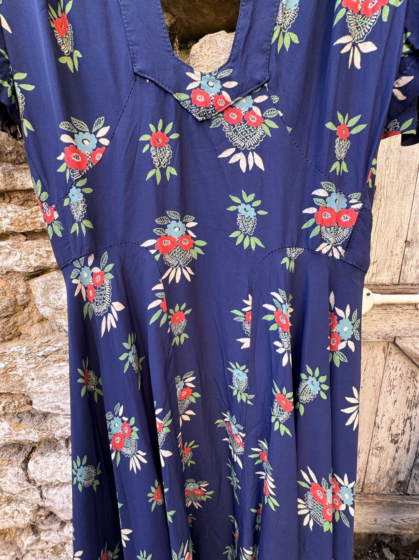 Ossie Clark / Celia Birtwell Royal Blue floral Wraparound dress