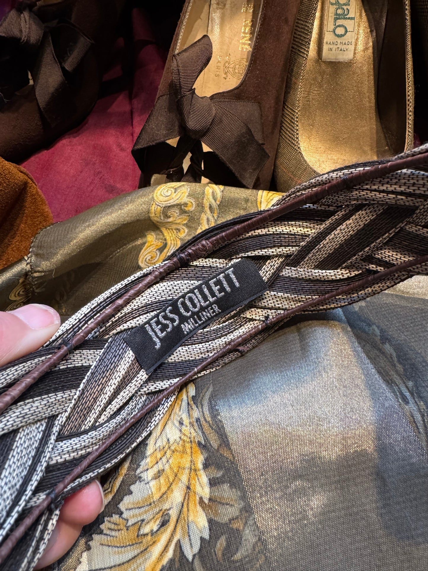 Jess Collett Toquilla Hairband in Grey and Taupe