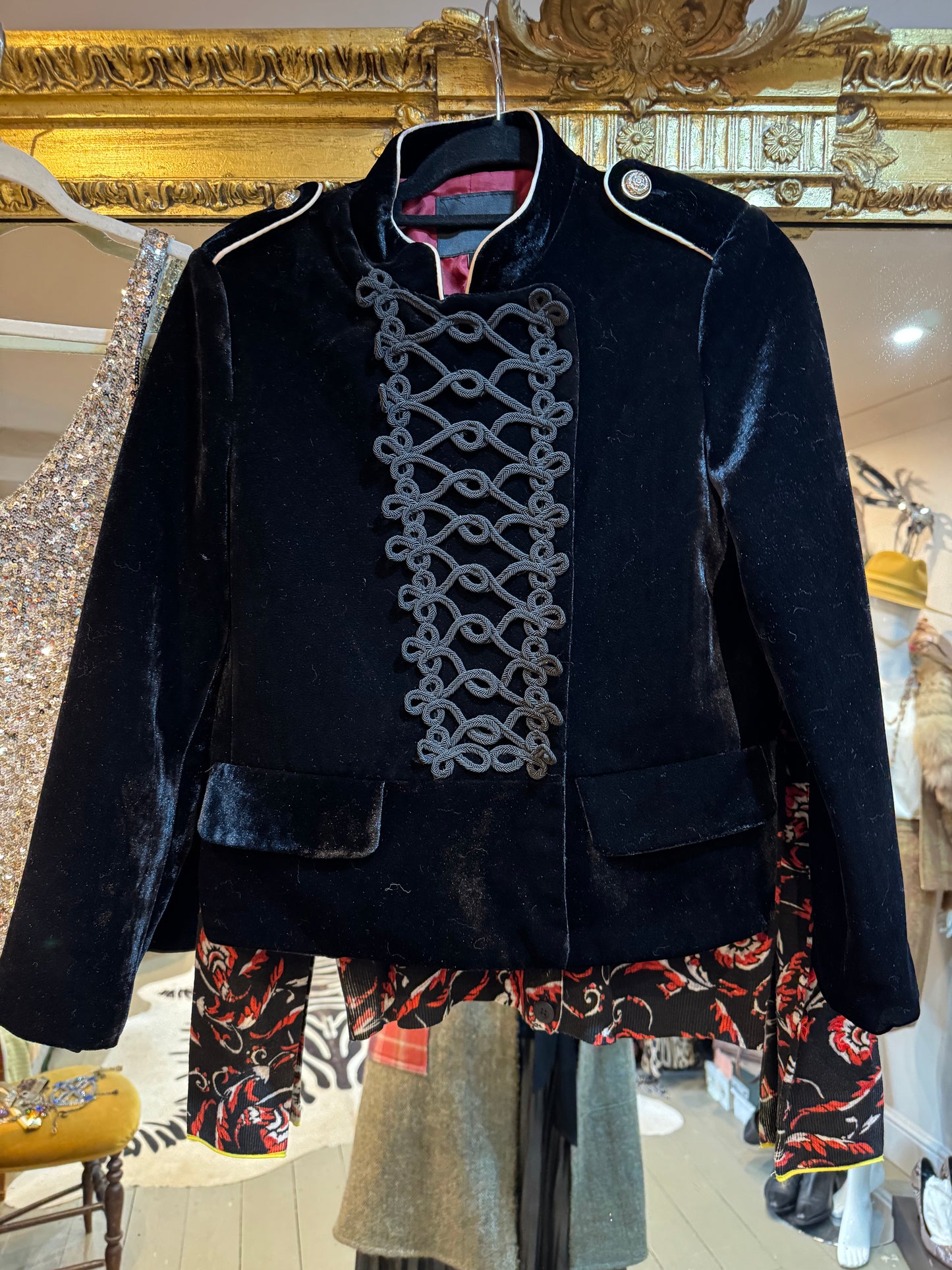 Satin Velvet Military Style Jacket