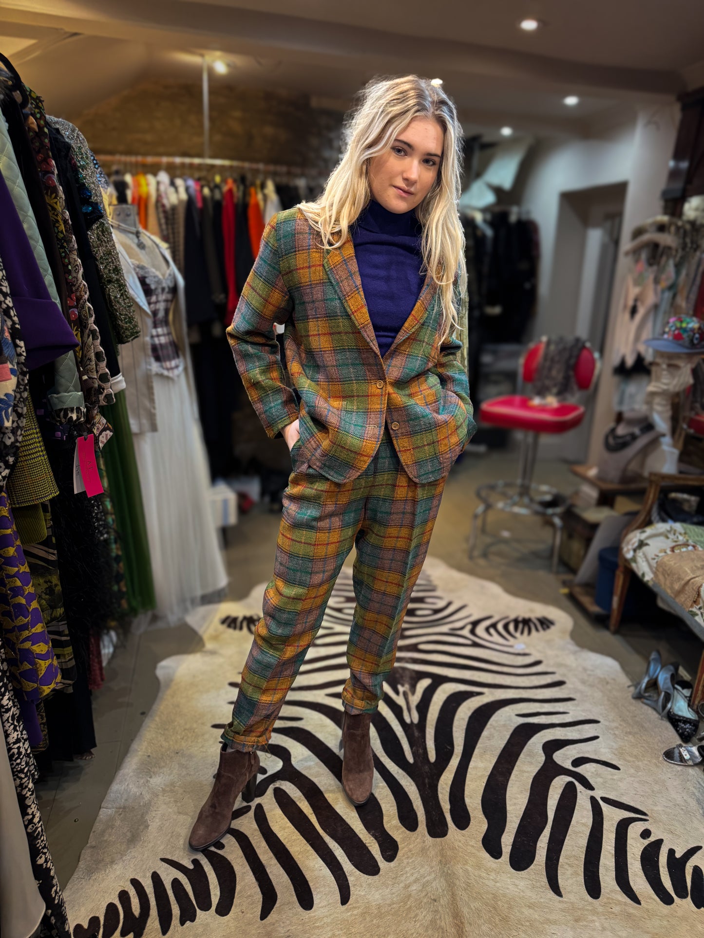Vintage 80s Kenzo Tartan Trouser Suit