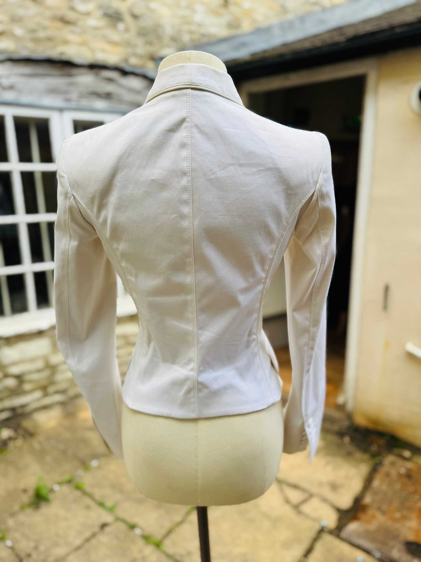 Vintage Burberry Prototype White Cotton Mess Jacket