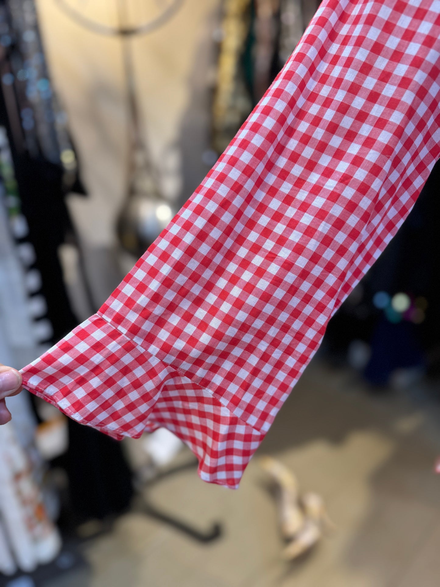 Graham and Greene Red Gingham Cotton Top