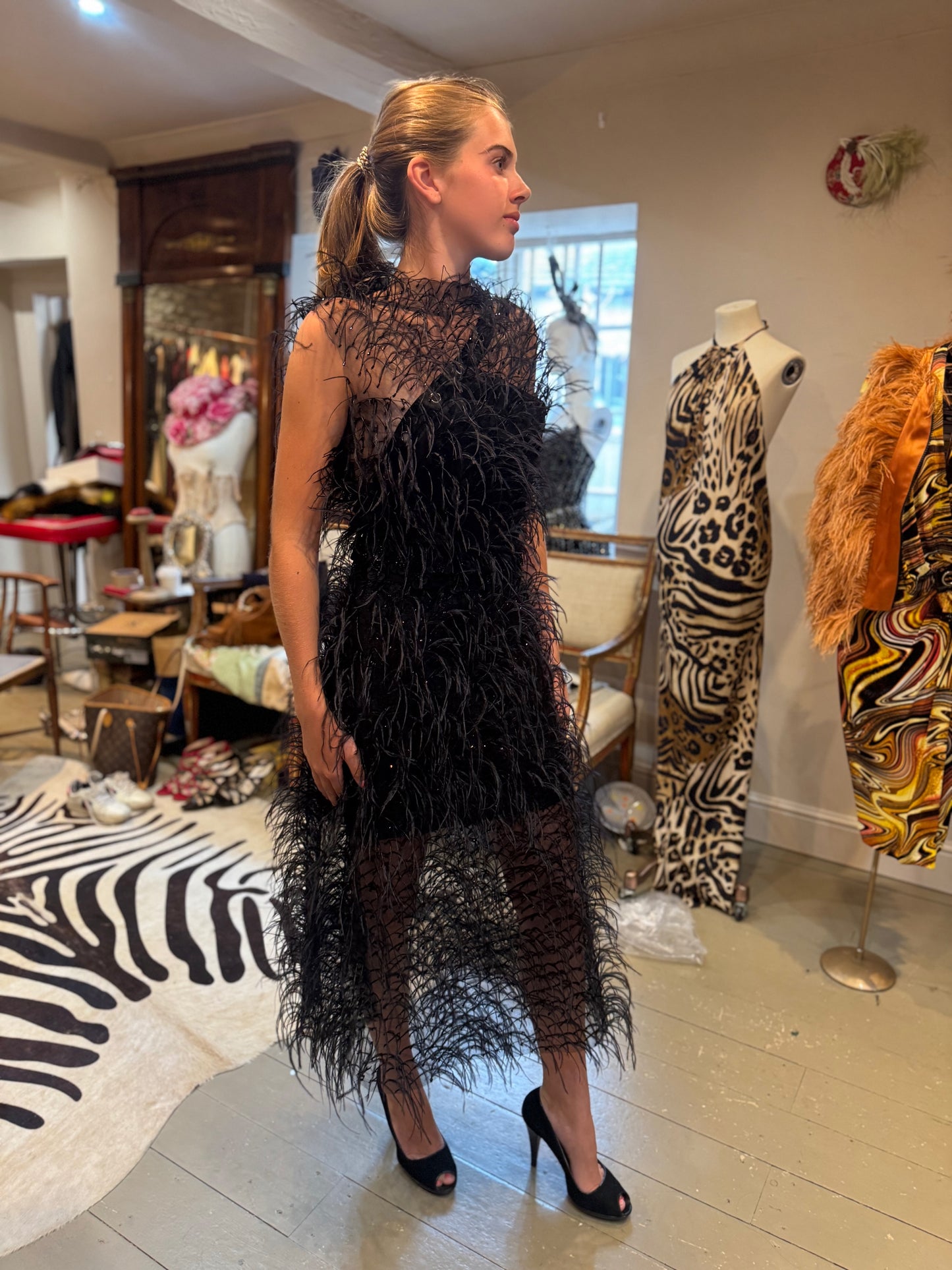 Black Showstopper Feather Dress