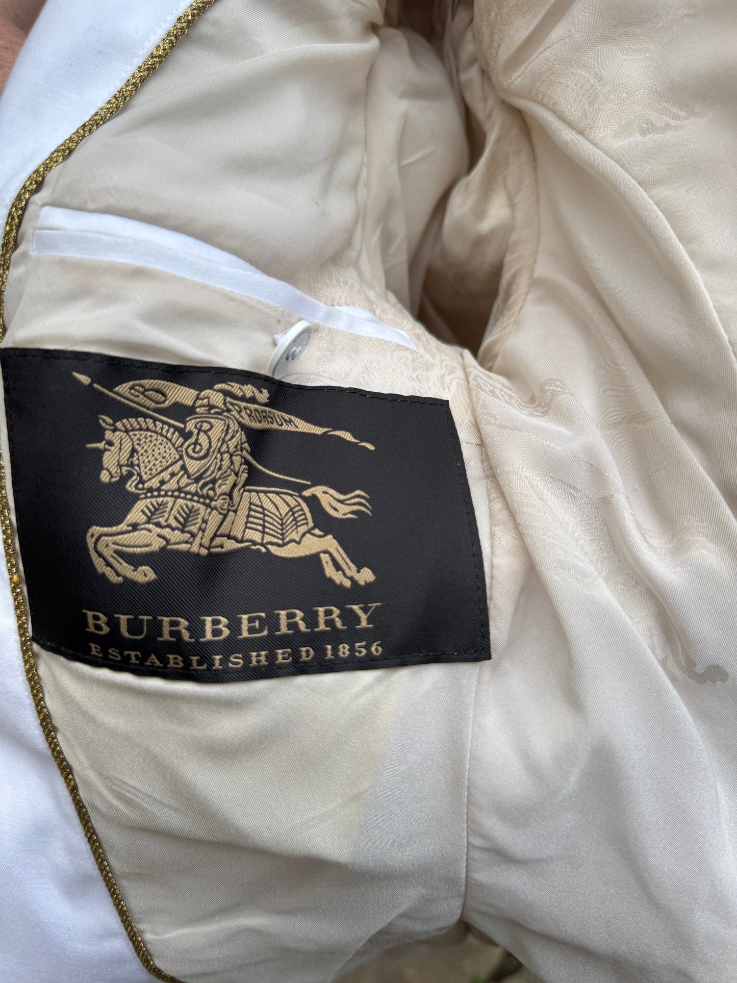 Vintage Burberry Prototype White Cotton Mess Jacket