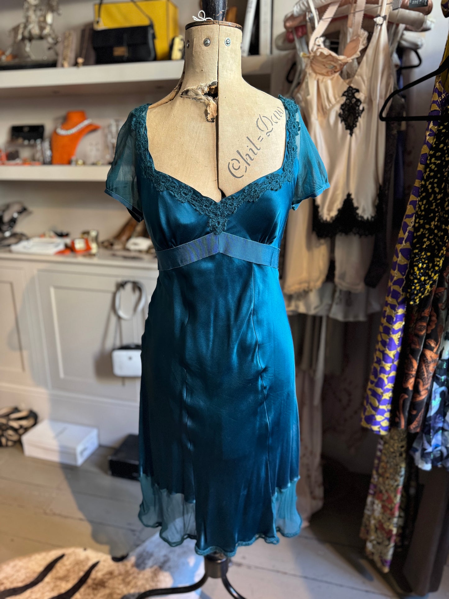 Teal Green Silk Dress Philosophy di Alberta Ferreti